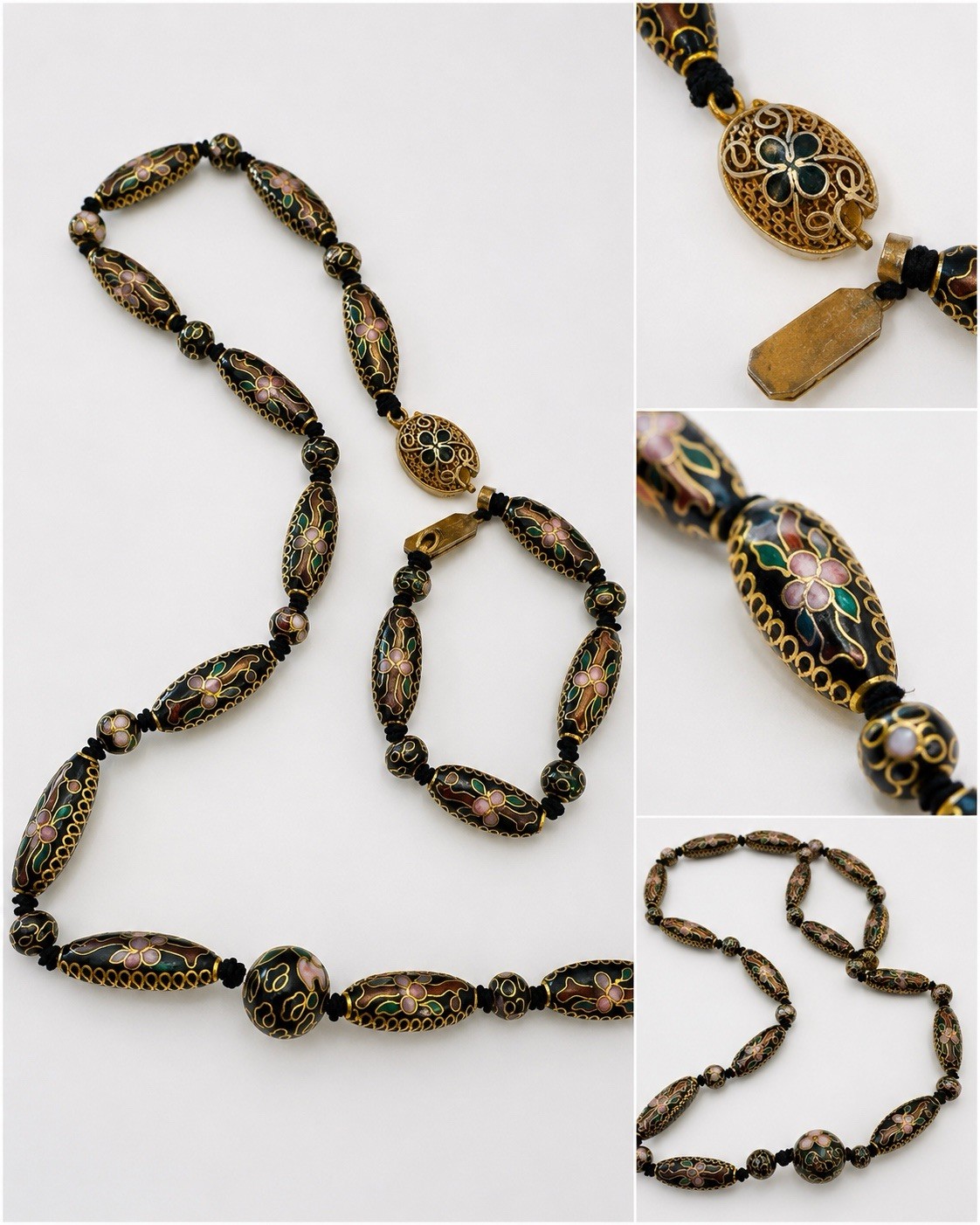 Chinese Closonne Enemel Bead Necklace. Ca 1970