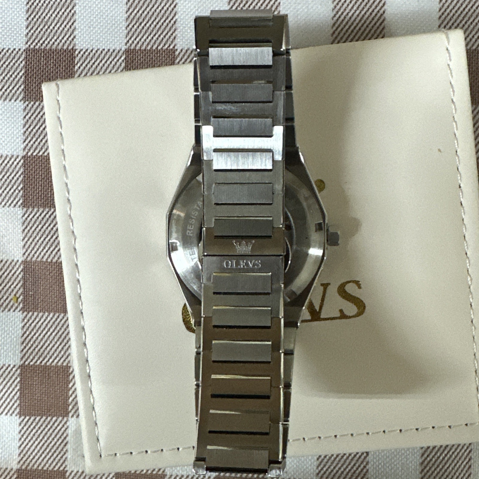 Olevs Skeleton Men’s Watch, Automatic Mechanical, Stainless Steel, Waterproof