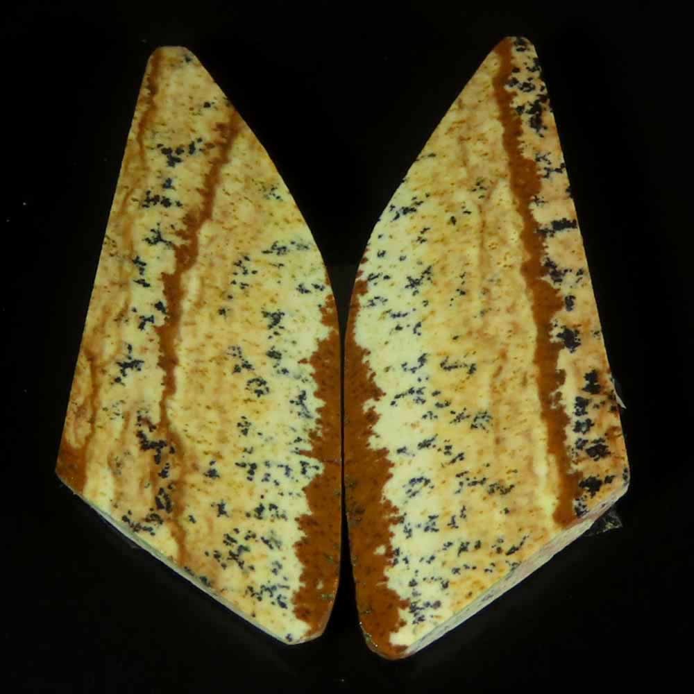 19.50Cts.100%Natural Picture Jasper Fancy Cabochon Pair Cab 11x26x4mm Losse Gems