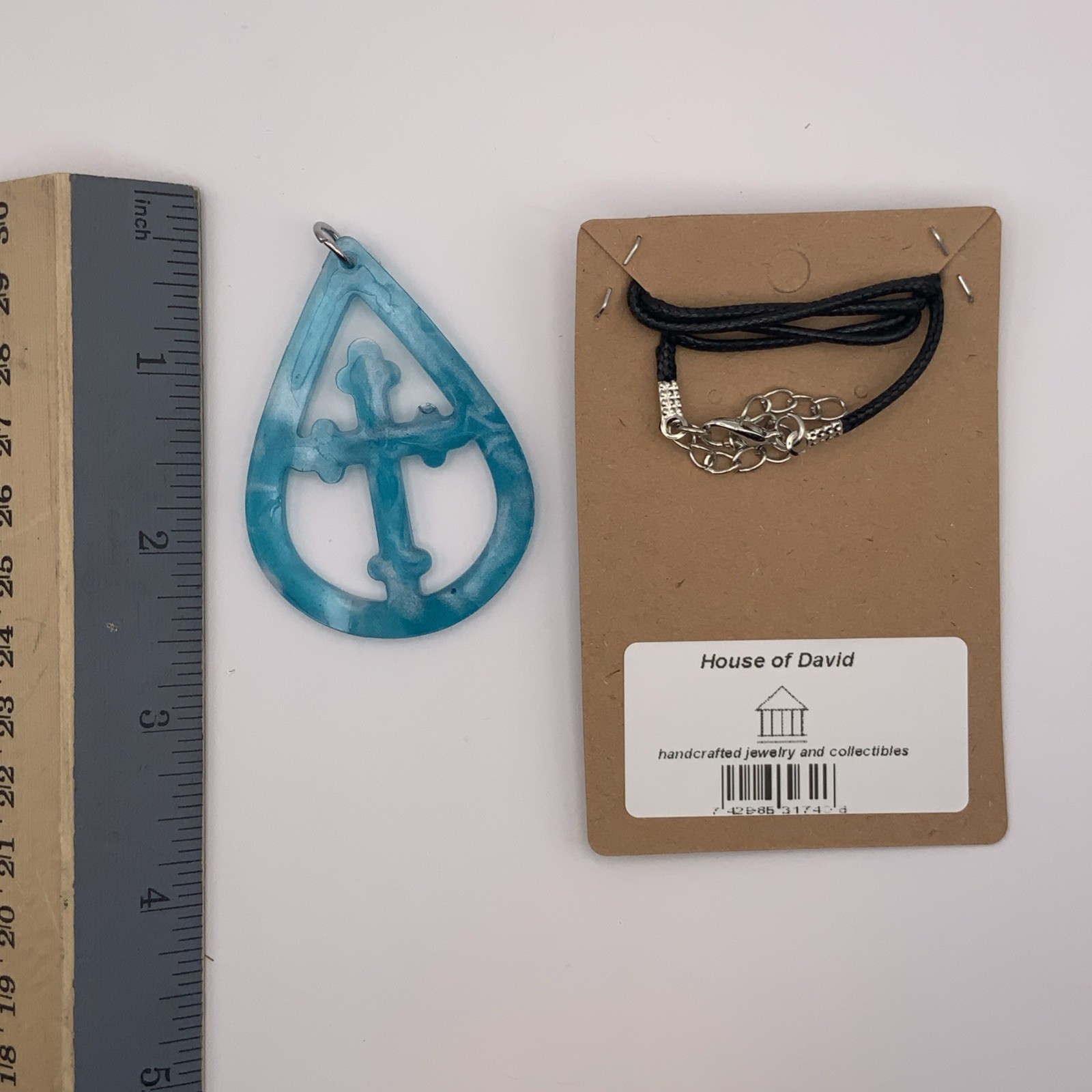 House Of David Handmade Cross Necklace Marbled Dream Water