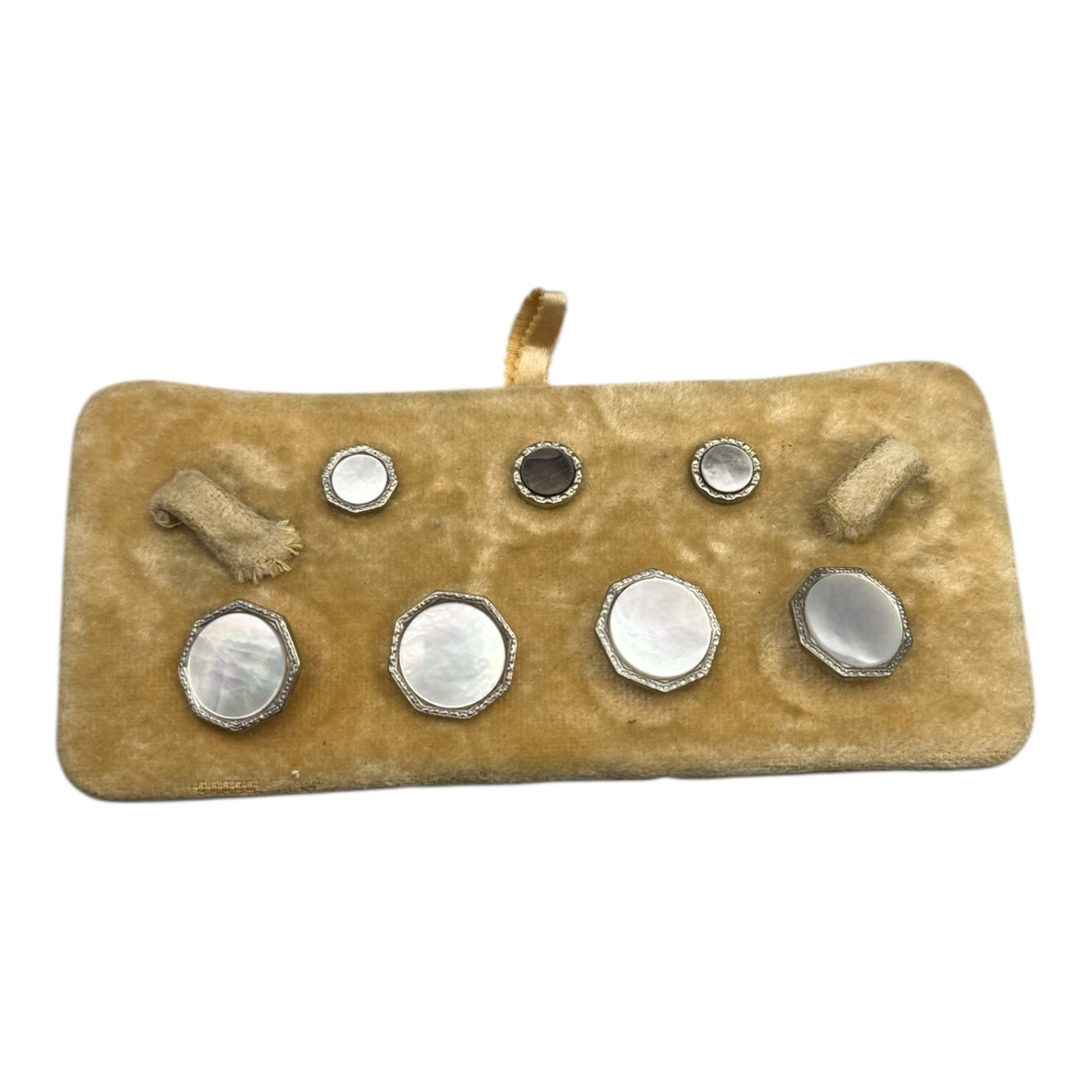 Art Deco Larter & Sons 14K Rolled Gold Mother Of Pearl Cufflinks