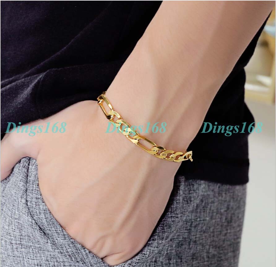18K Yellow Gold Filled Tarnish-Free Italian 8″ * 8mm Figaro Chain Bracelet B139B