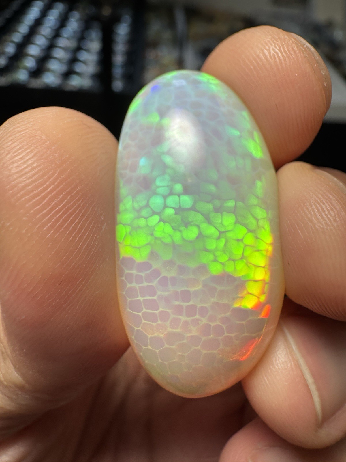 Natural Oval Ethiopian Opal with Honeycomb 58.80 carats Collector Piece