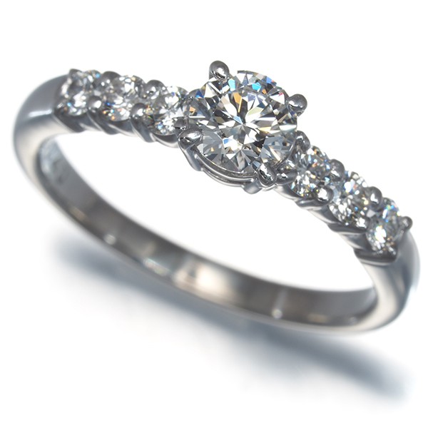 Auth TASAKI Ring Diamond 0.40ct/0.27ct Solitaire US6-6.25 1000 Platinum