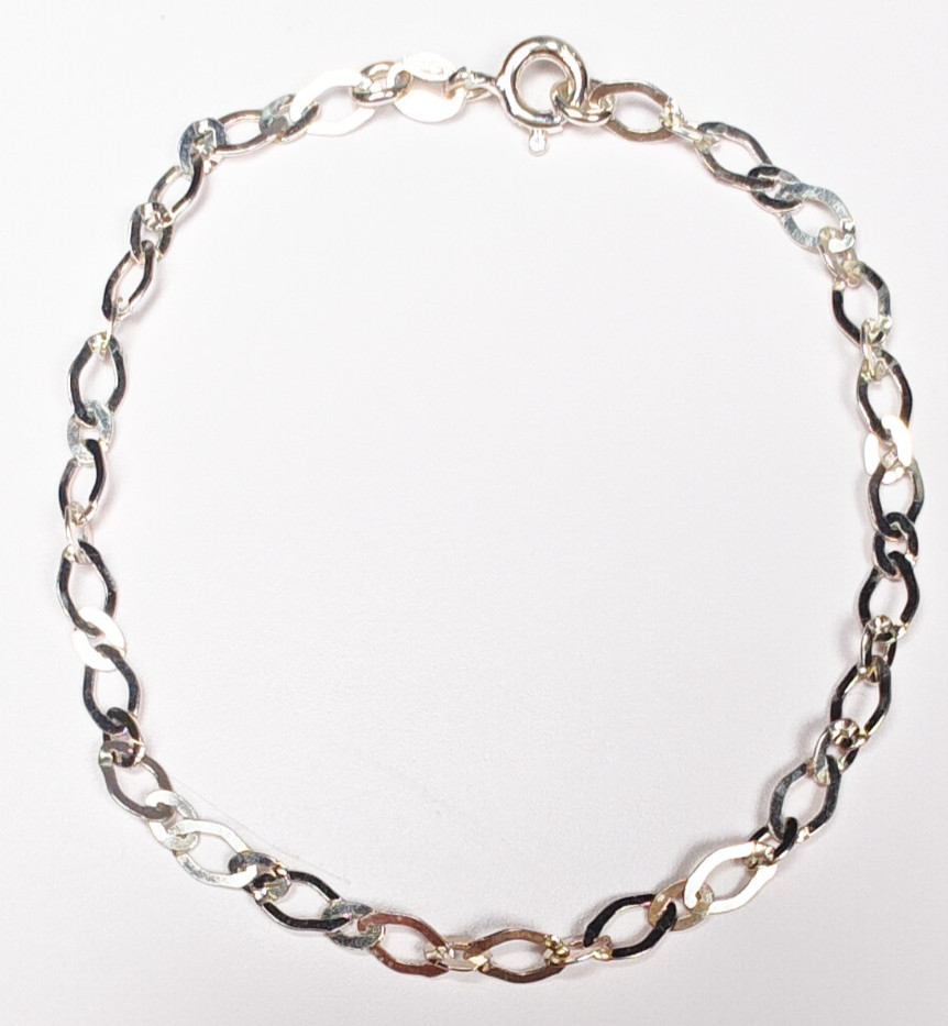 Italy 925 Sterling Silver Oval Link Bracelet 7.25″ Designer Spring Ring 1.65g