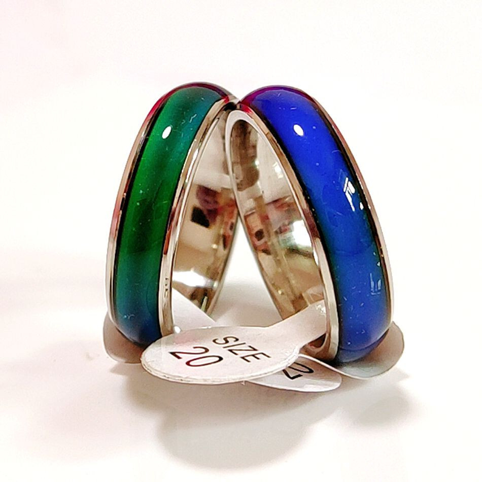 Wholesale 20pcs Stainless Steel Mood Ring Men’s Women’s Color Changing Rings 6mm