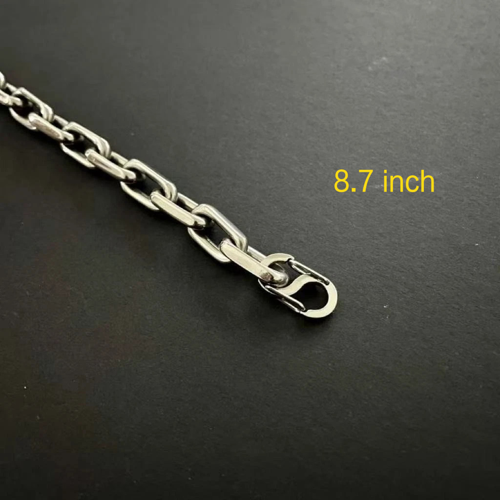 New Pure Titanium Chain Bracelet 8mm Wid Anti-allergic 8.7″ Lightweight Gift