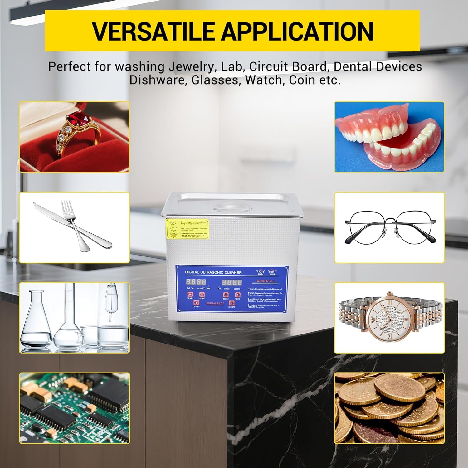 3.2L Professional Ultrasonic Cleaner with Degas, 120W 40kHz Digital for Jewelry
