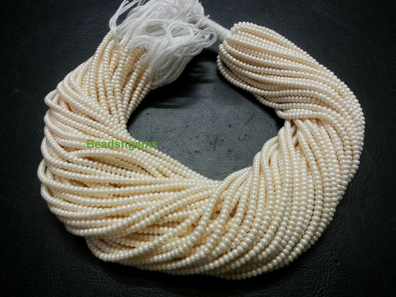 10 Strand White Pearl Rondelle Smooth 3mm White Pearl Chid Beads 12″inch