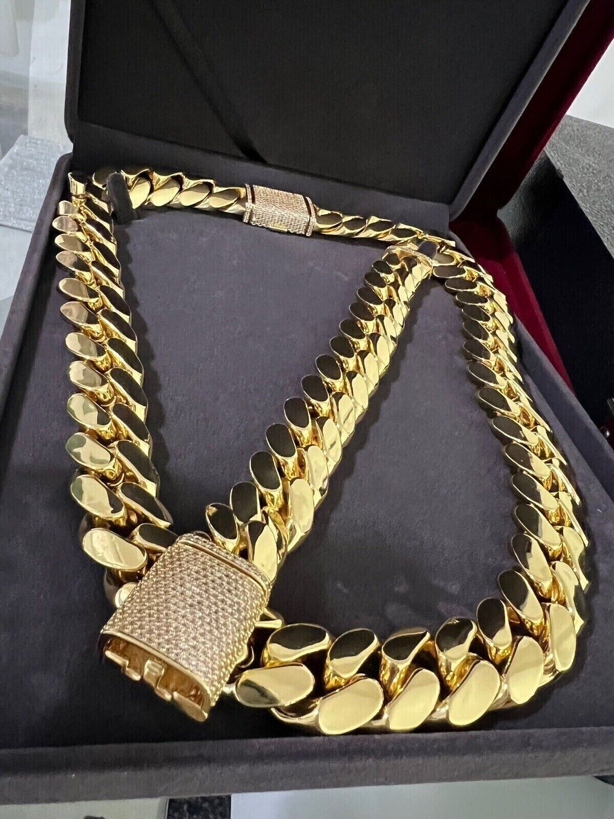 Men’s Custom 12mm Thick and 24 Inch Long Solid Cuban Necklace in 925 Silver