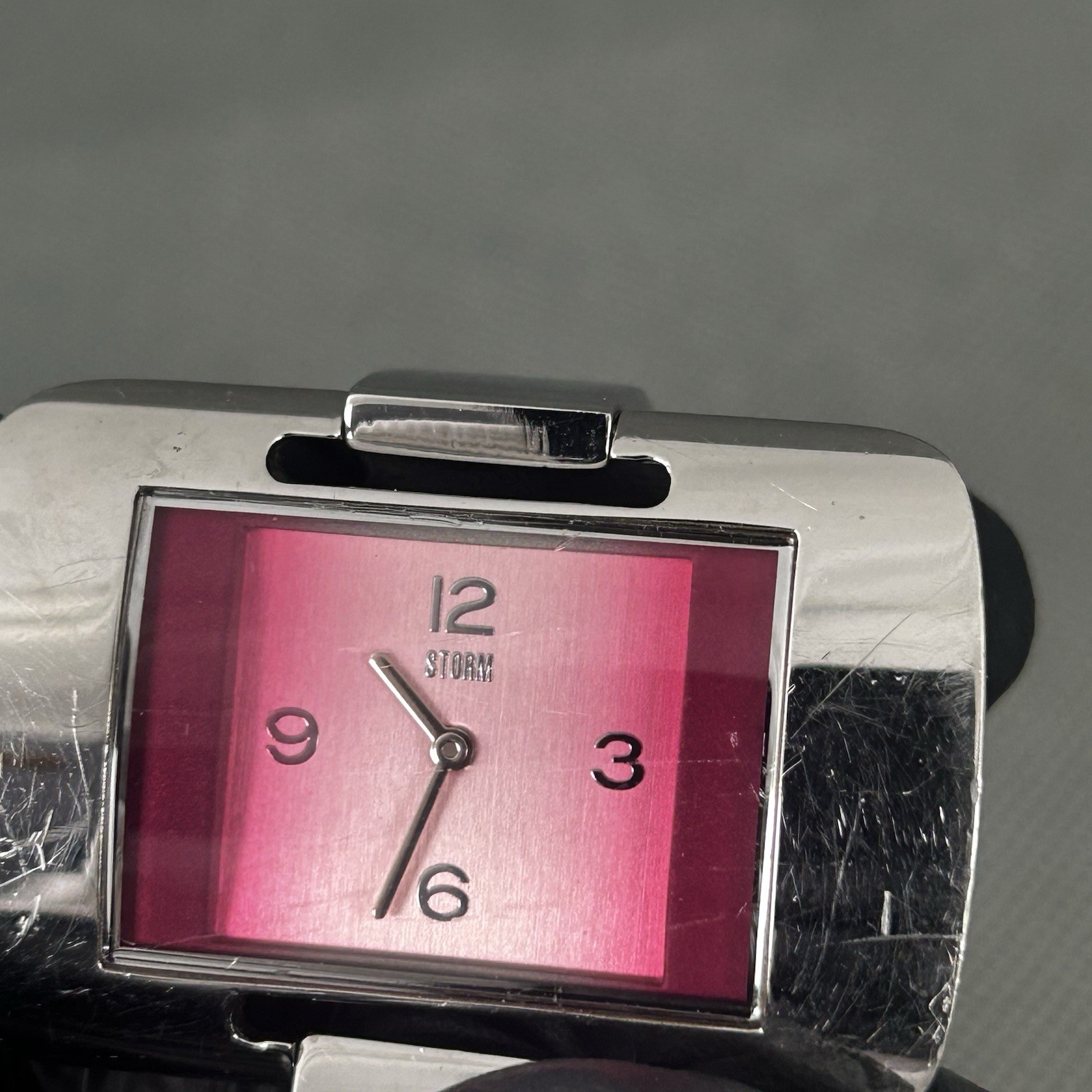 Storm Womens Watch Viola Silver S.Steel Pink Dial Rectangle Ladies New Battery