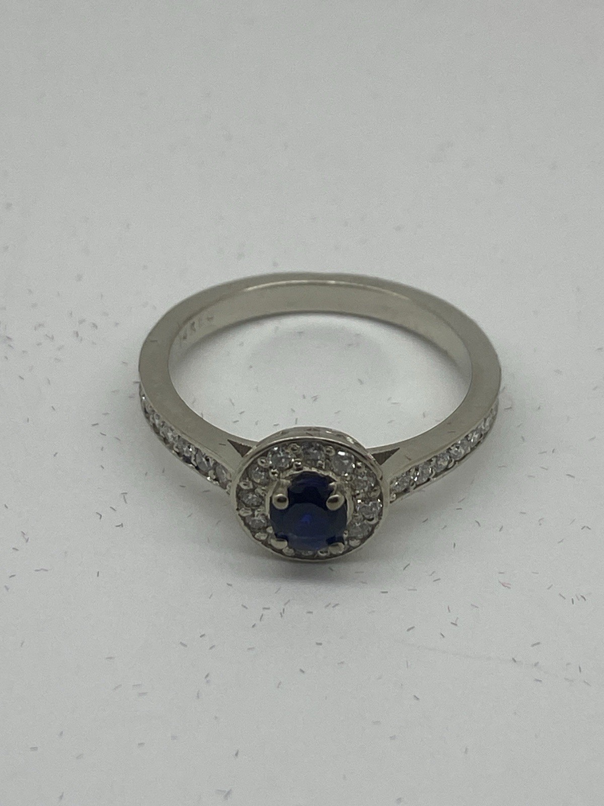 14k White Gold 0.36ct Lab Grown Diamond & 0.25 Ct Blue Sapphire Cocktail Ring