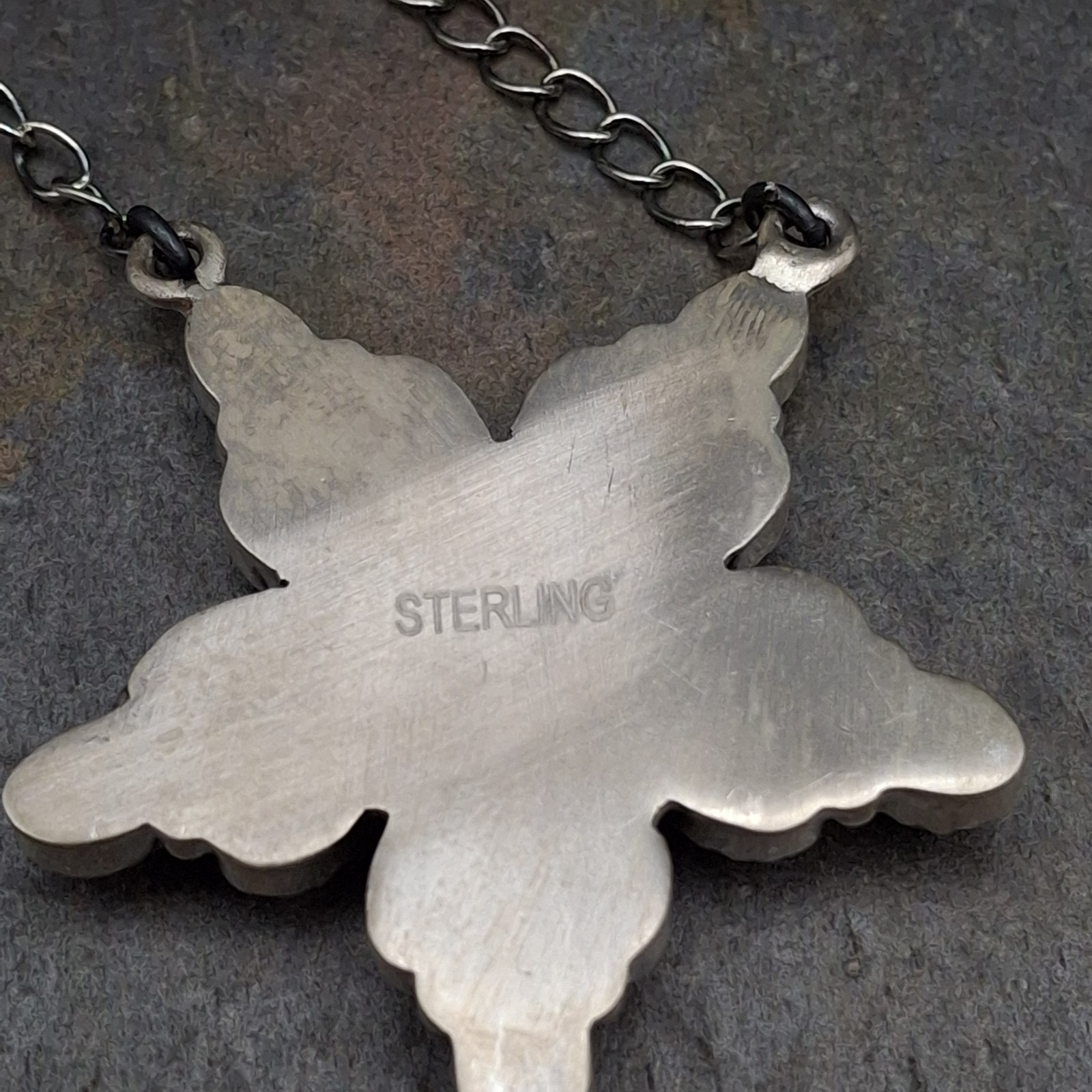 Aurora Opal Starburst Cluster Necklace 18-20″ Sterling Silver Southwestern