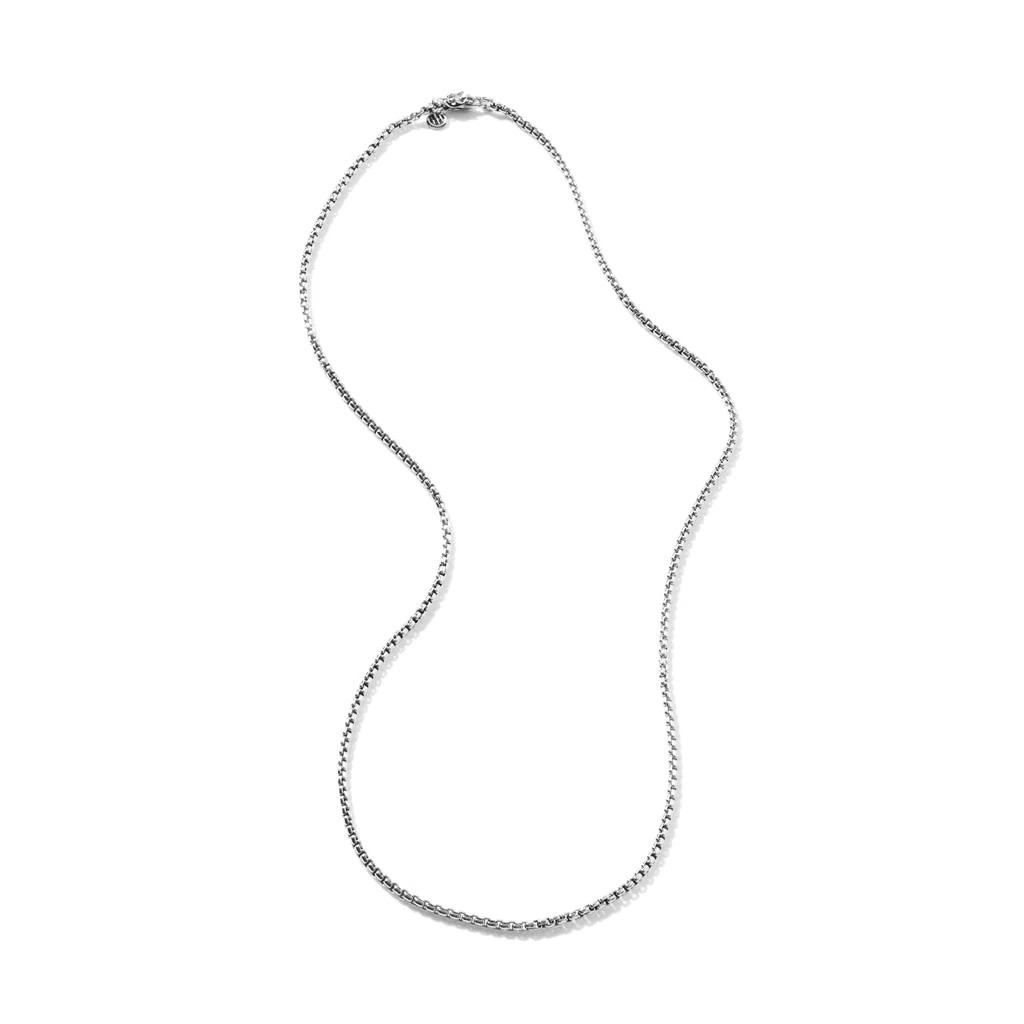 JOHN HARDY STERLING SILVER BOX CHAIN NECKLACE FIGURATIVE NAGA LOBSTER 2.7mm 24″