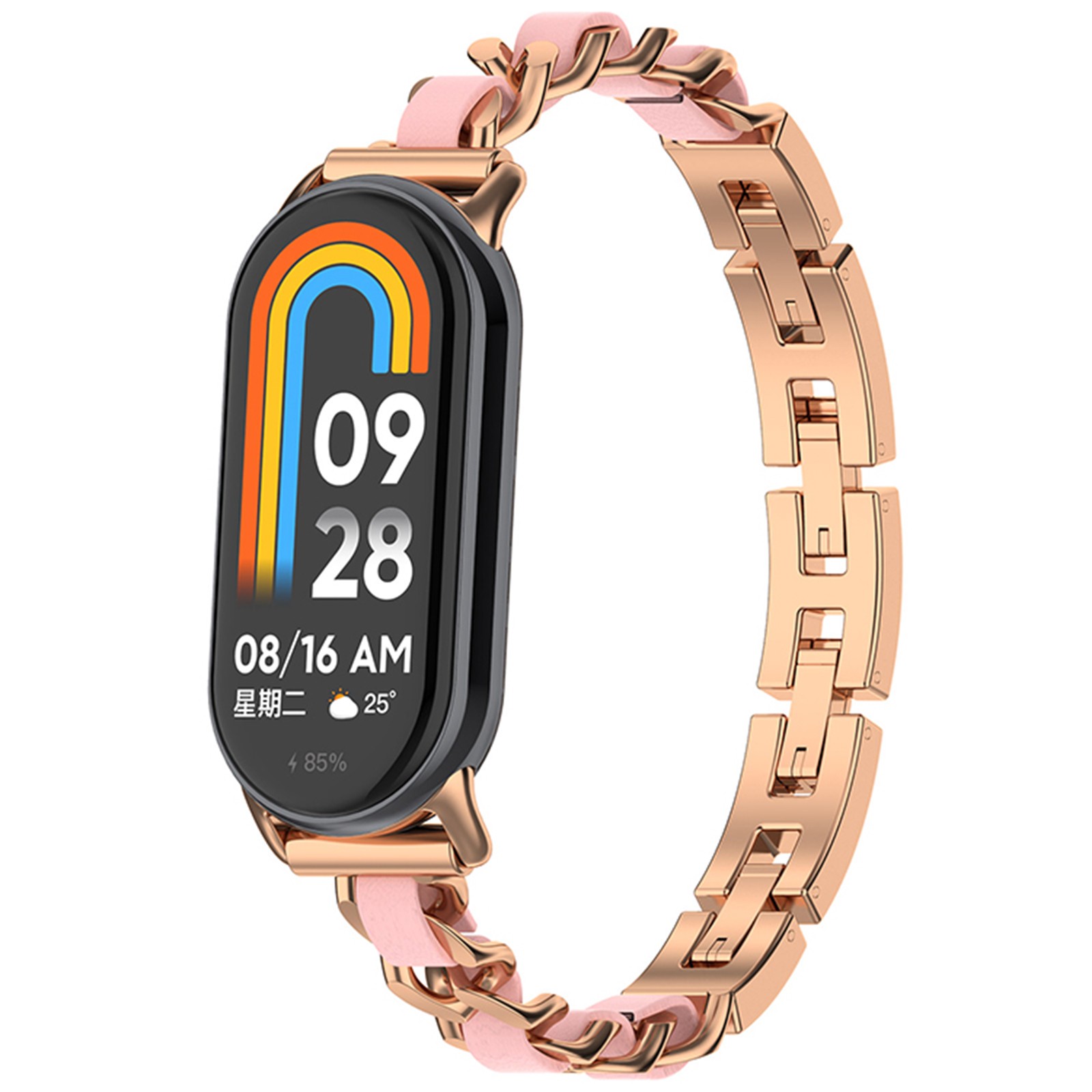 Black/Silver/Rose Gold Fashion Bracelet Model Metal Watch Strap Belt for Band8