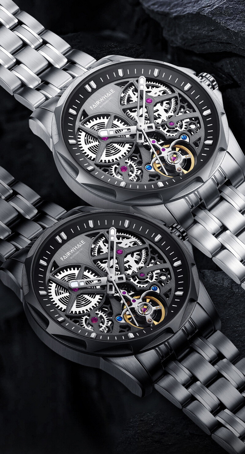 MARK FAIRWHALE Hollow Waterproof Luminous Tourbillon Automatic Mechanical Watch`