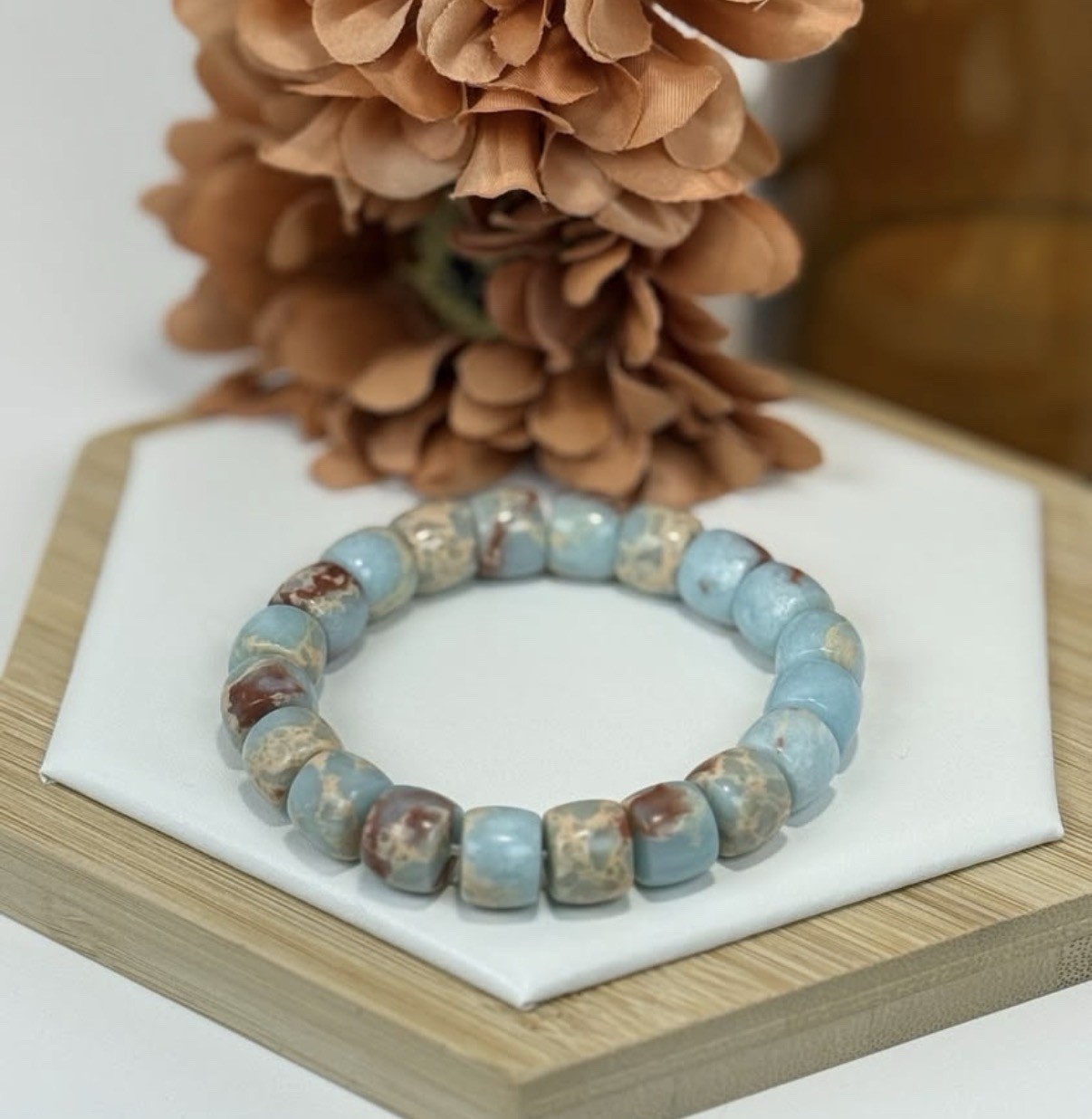 Shoushan Jasper Apple Bead Bracelet 11.8MM