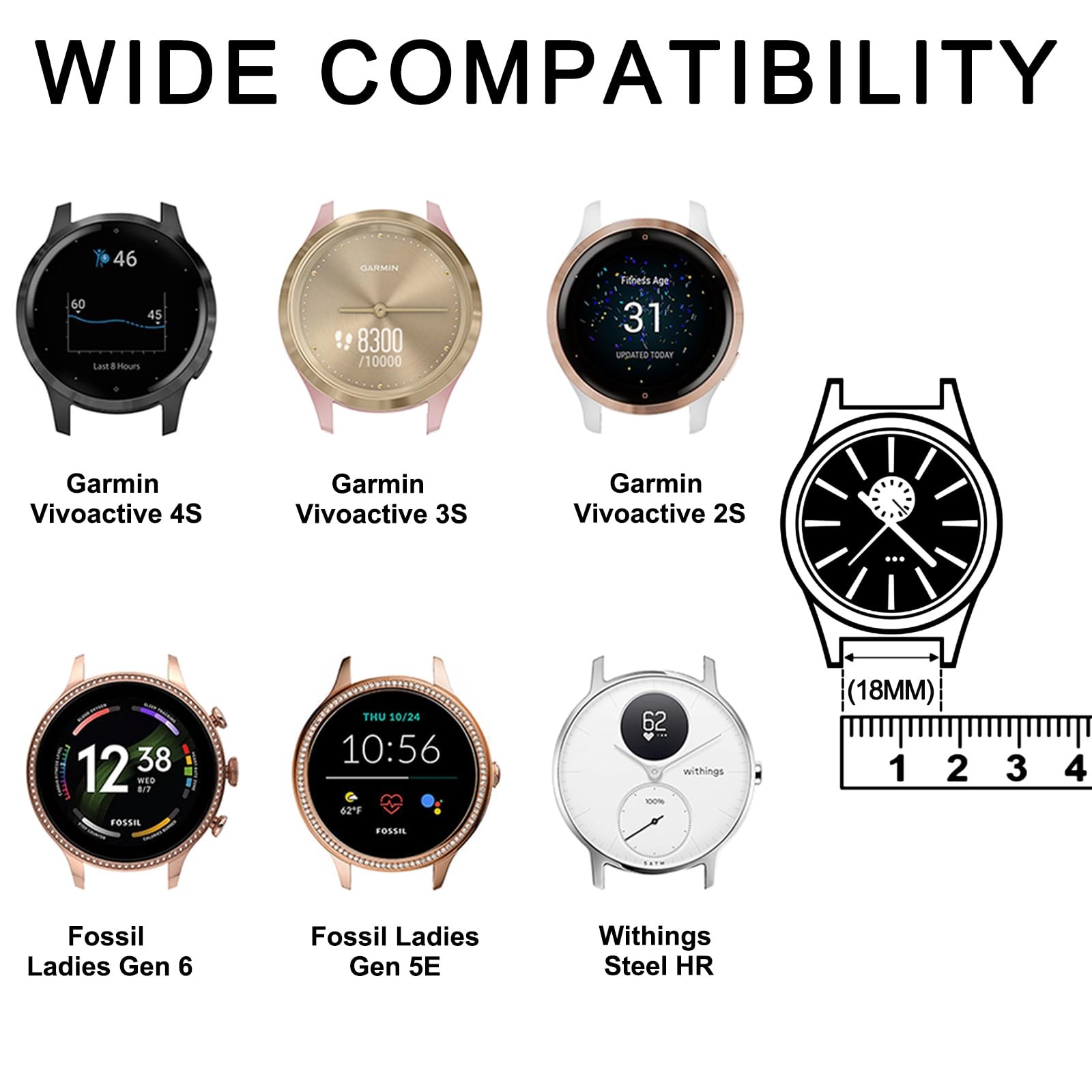 Elastic Watch Band Compatible with Garmin Vivoactive 4S / Venu 3S / Venu 2S /…