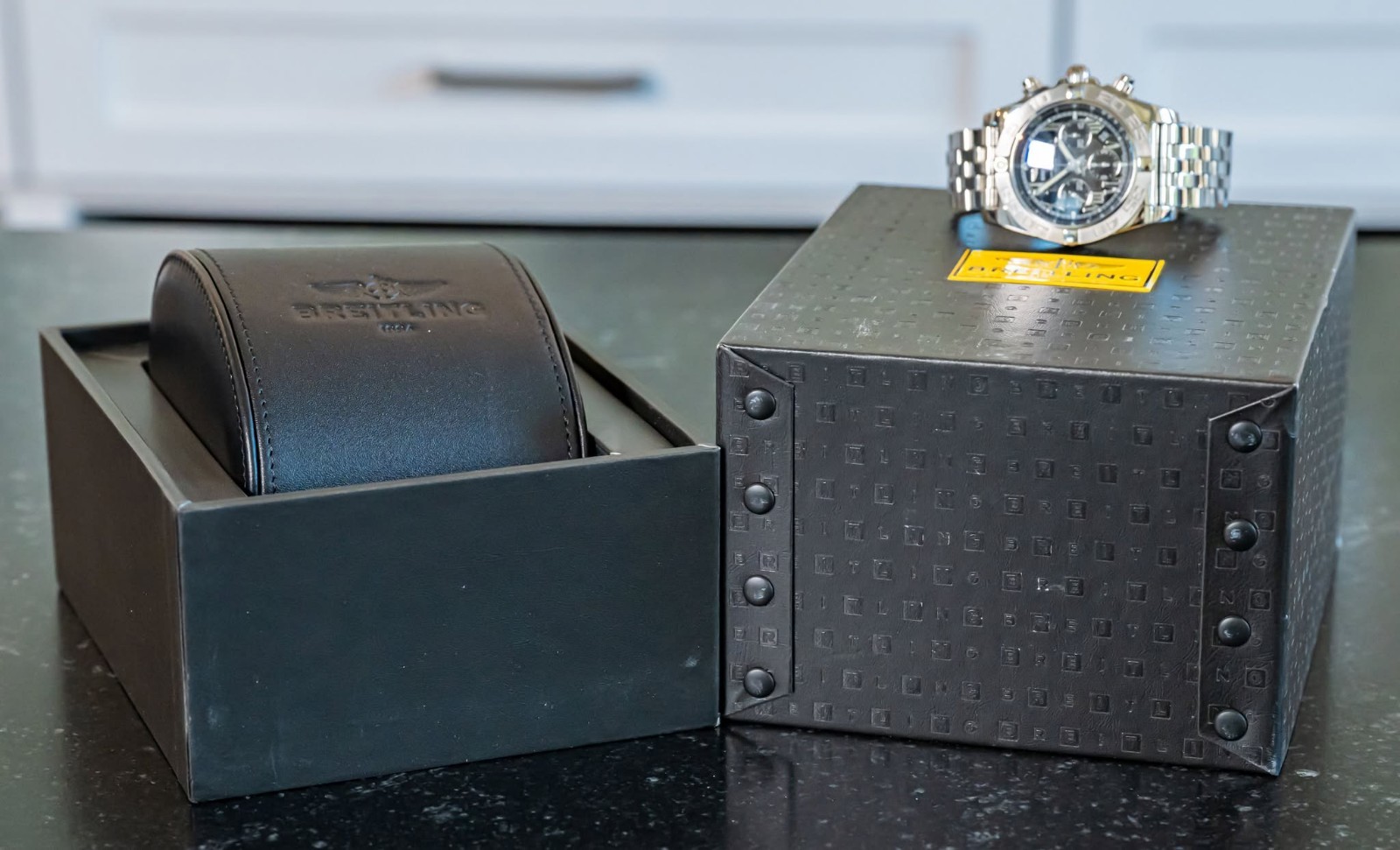 Breitling Chronomat 44 B01 Black Roman $9K MSRP Bracelet Chronograph AB0110