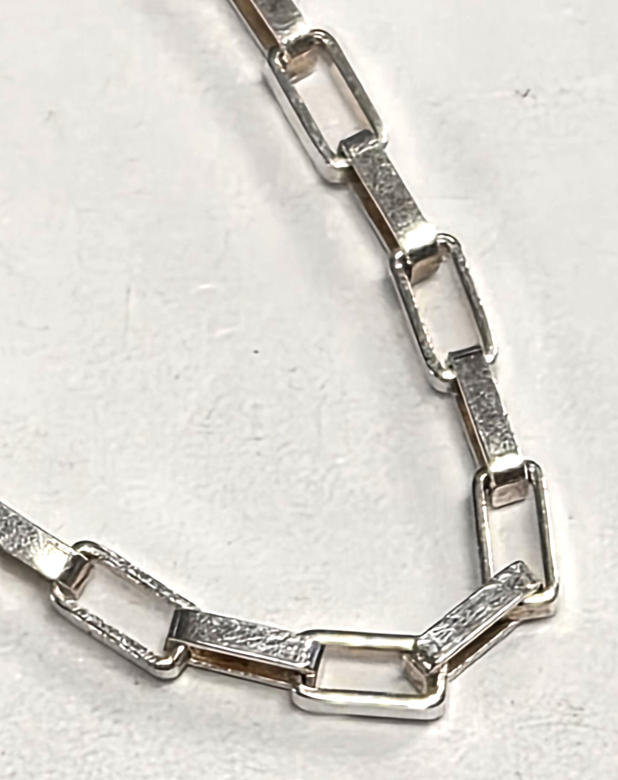 Estate Signed AGI Italy 925 Sterling Silver Paper Clip Link 18″ Chain Necklace
