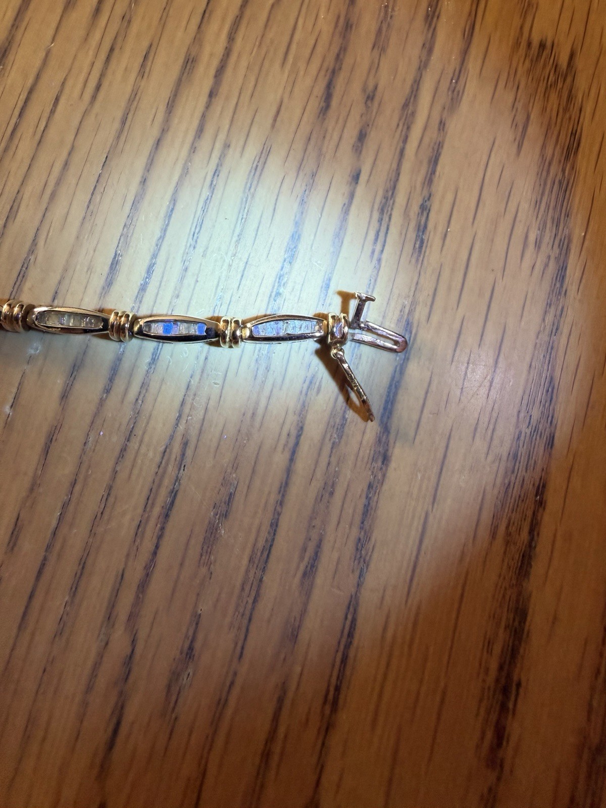 Vintage 7 Inche 10k White And Hello Gold Bracelet With Natural Diamond 7.77 G