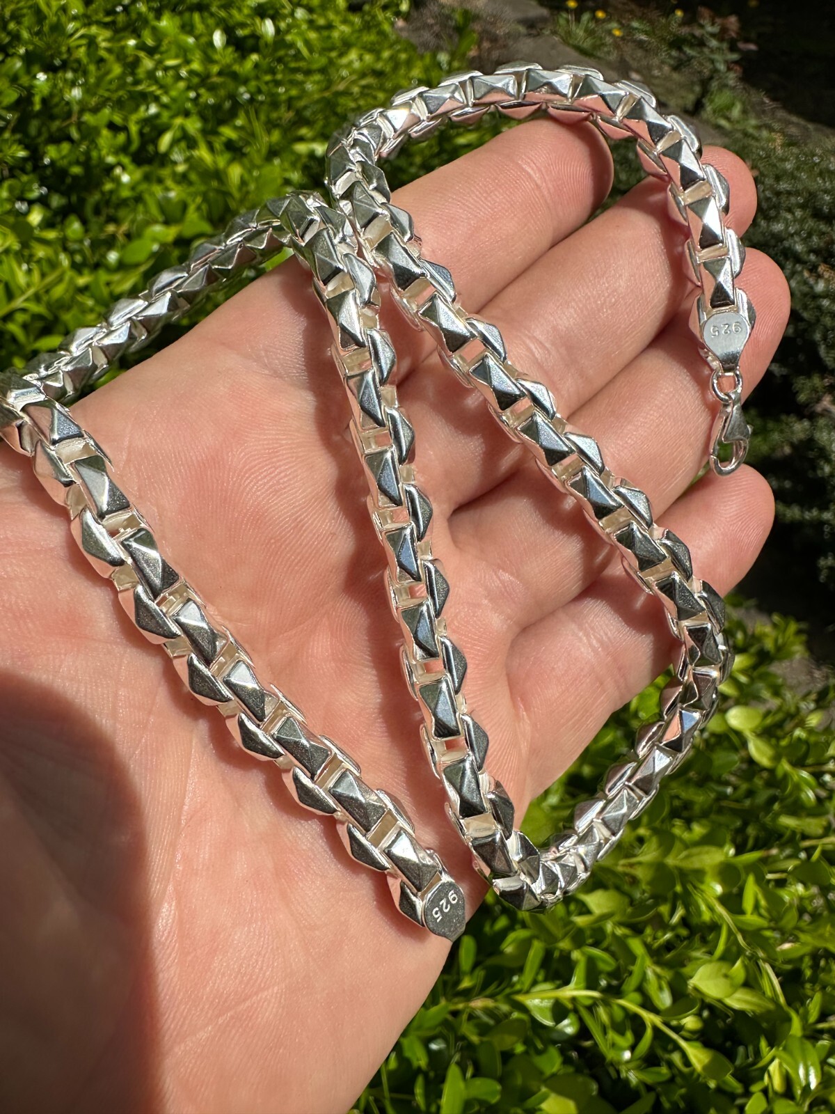 8mm 925 Sterling Silver Men Diamond Cut Rolo Hermes Link Chain Necklace Bracelet