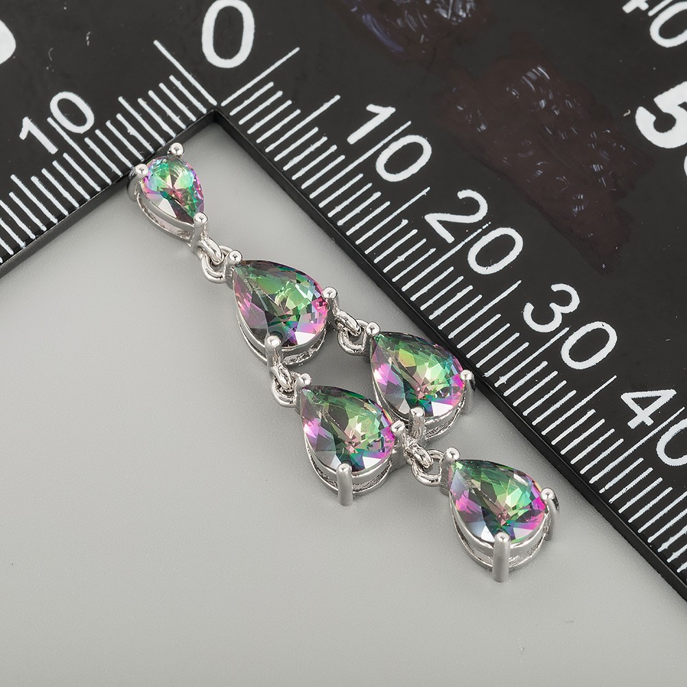 Multi Pear Rainbow Mystic Topaz Silver Jewelry Drop Pierced Earrings