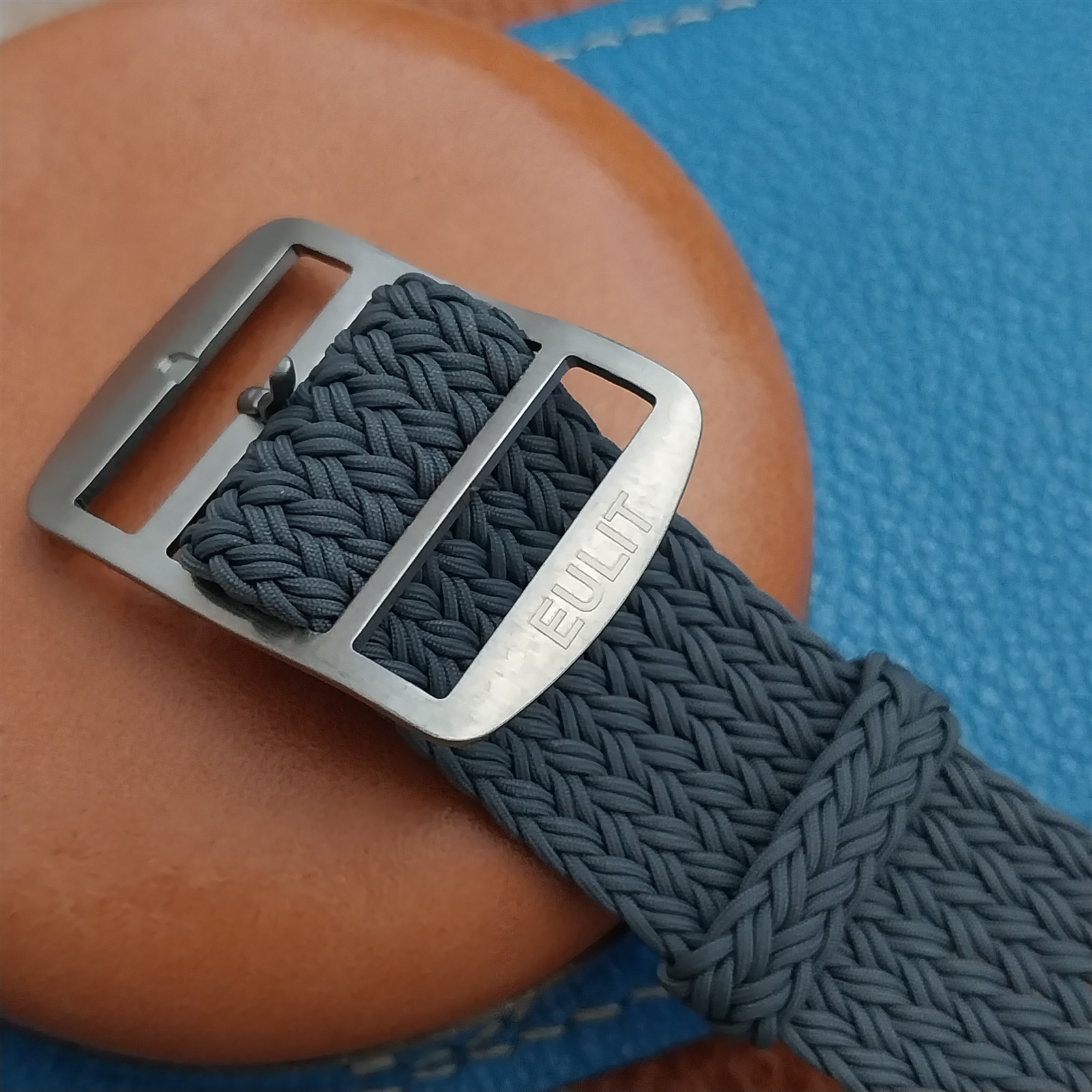 20mm Eulit Atlantic Gray Braided Perlon Single Pass Field Watch Strap