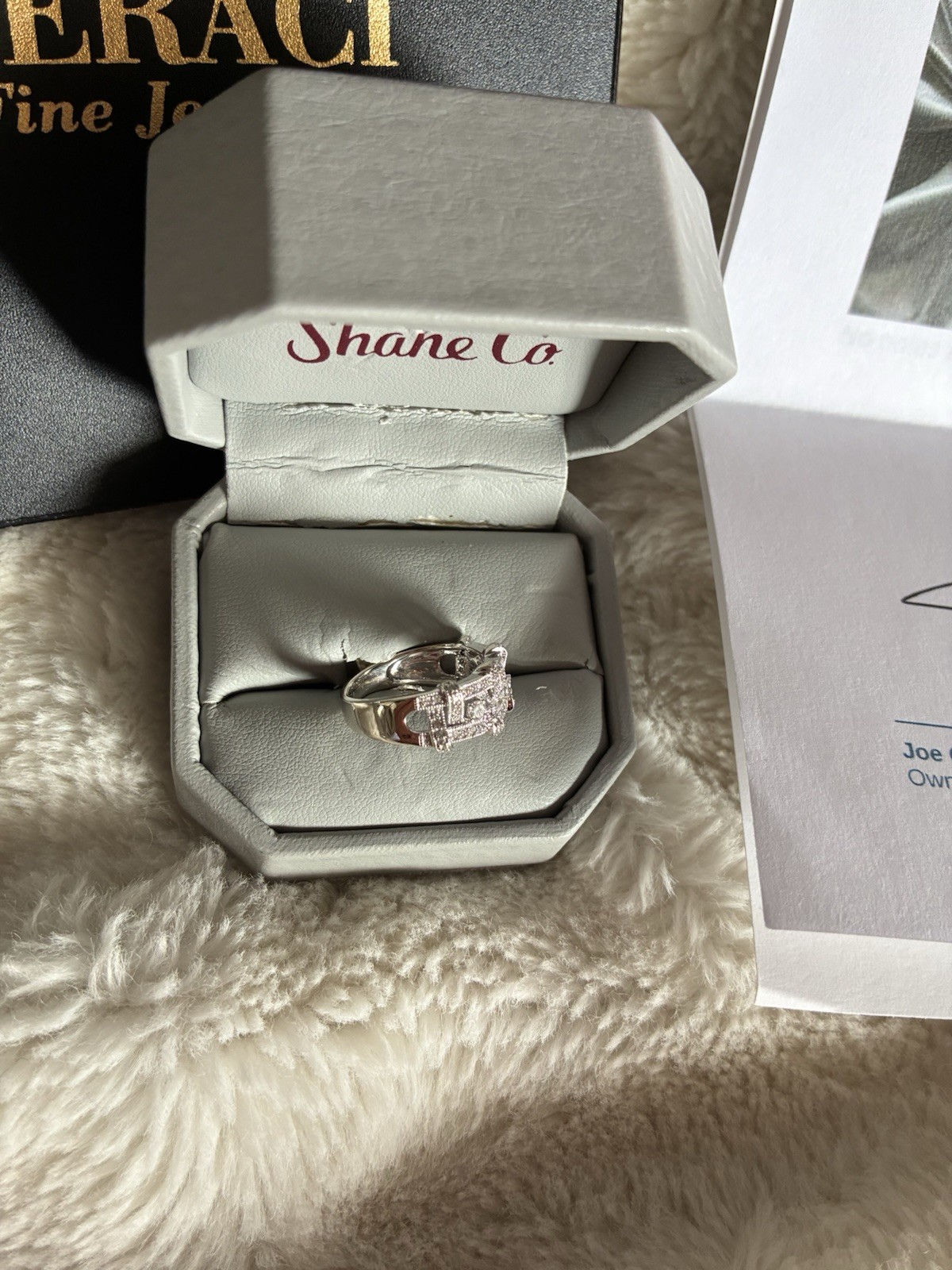 Basket Weave Diamond Ring Fashion Right Hand Sz 6.5 14 K White Gold