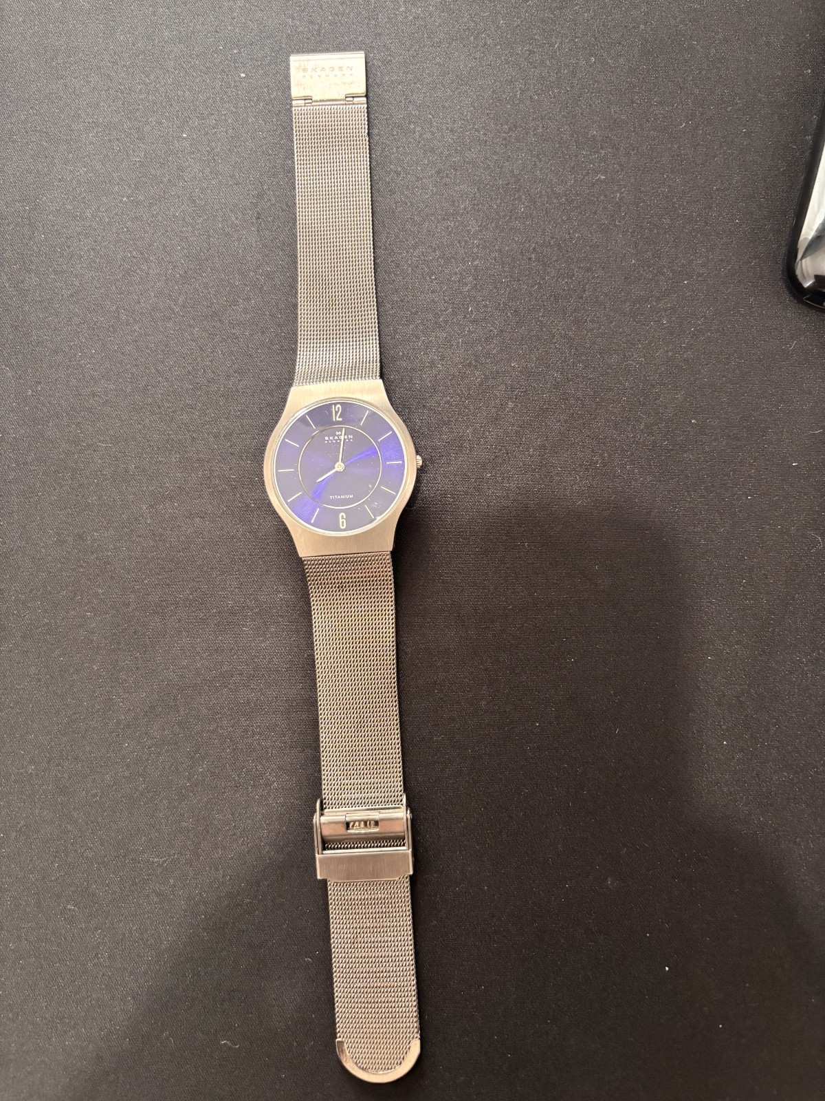 Skagen Watch Men 34mm Blue Dial Titanium Round 233LTTNC Slim