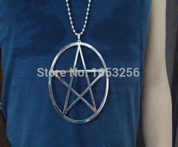 1pcs Stainless Steel Large 100mm pentagram Pendant Men’s Necklace 4mm 40”