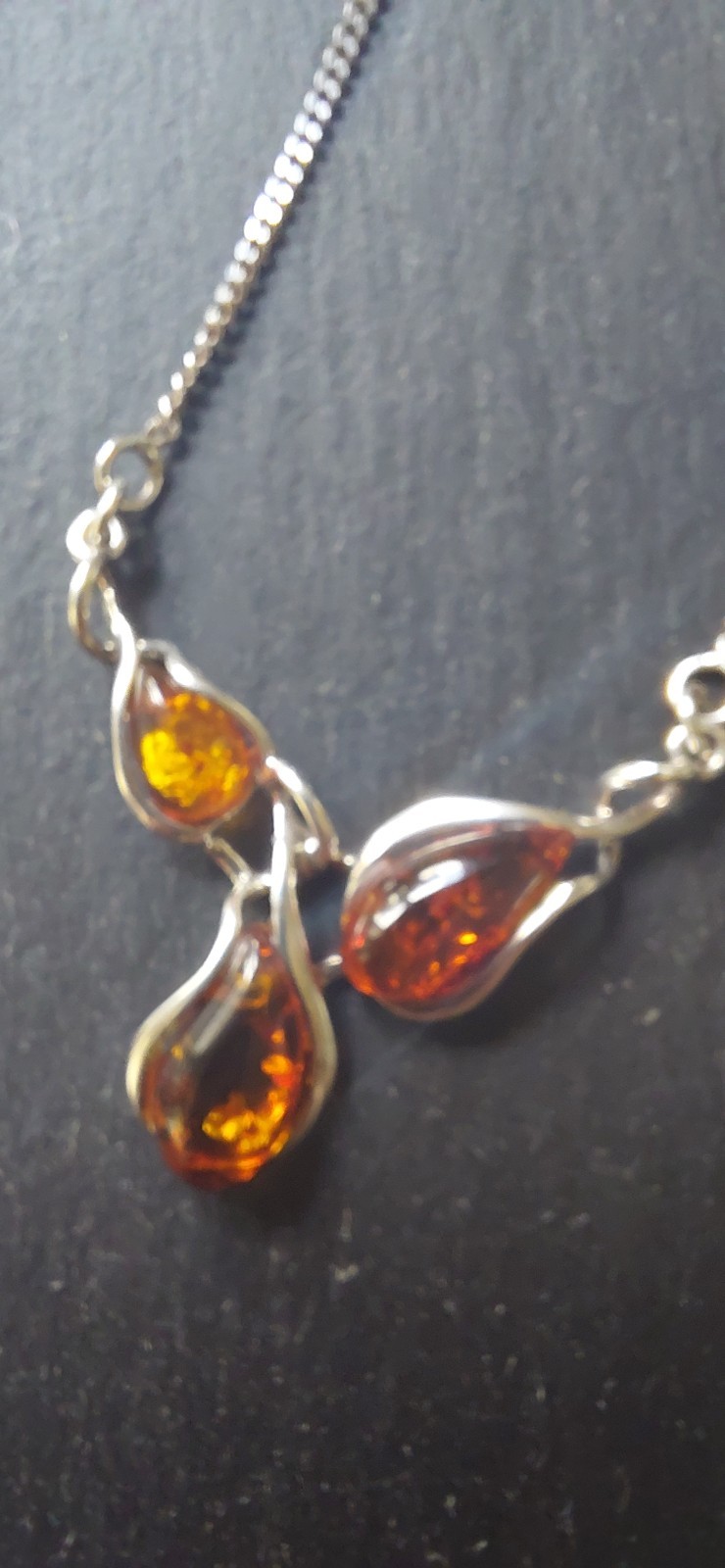 Vintage 1976 925 Sterling Silver & Baltic Amber Necklace and Earrings
