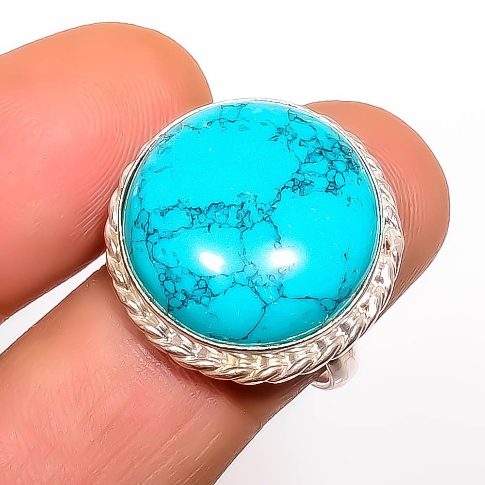Santa Rosa Turquoise Gemstone 925 Silver Plated Ring s.8.5 TR7508-1803