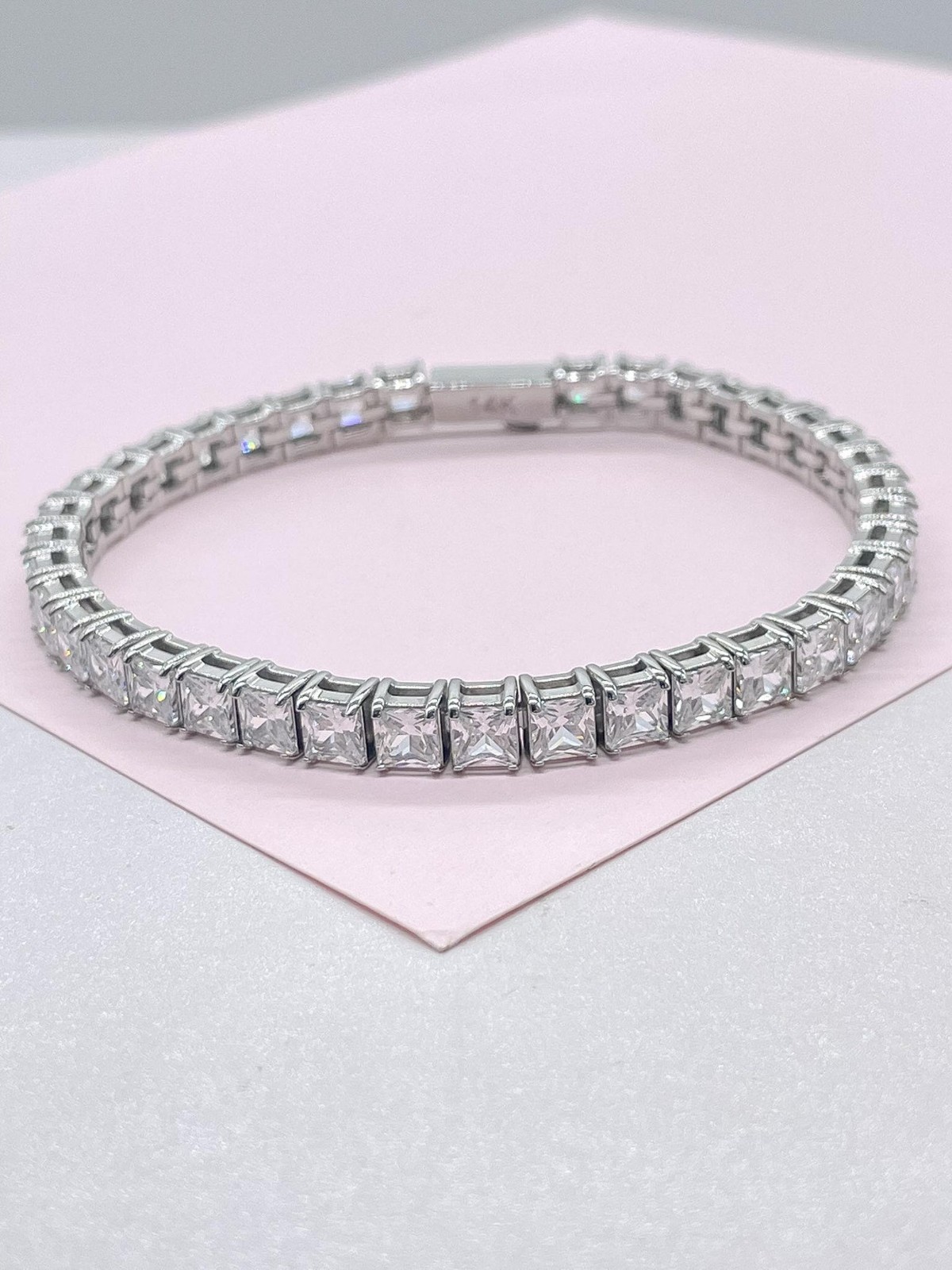 Women’s EF/VSSI Princess Cut Lab Grown Diamond Tennis Bracelet 14k White Gold