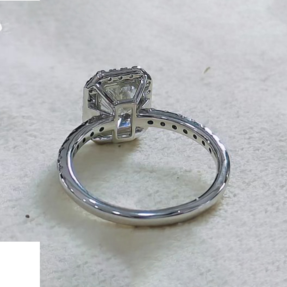 1.90 TCW Radiant Cut Moissanite Halo Engagement Ring in 14K White Gold Plated