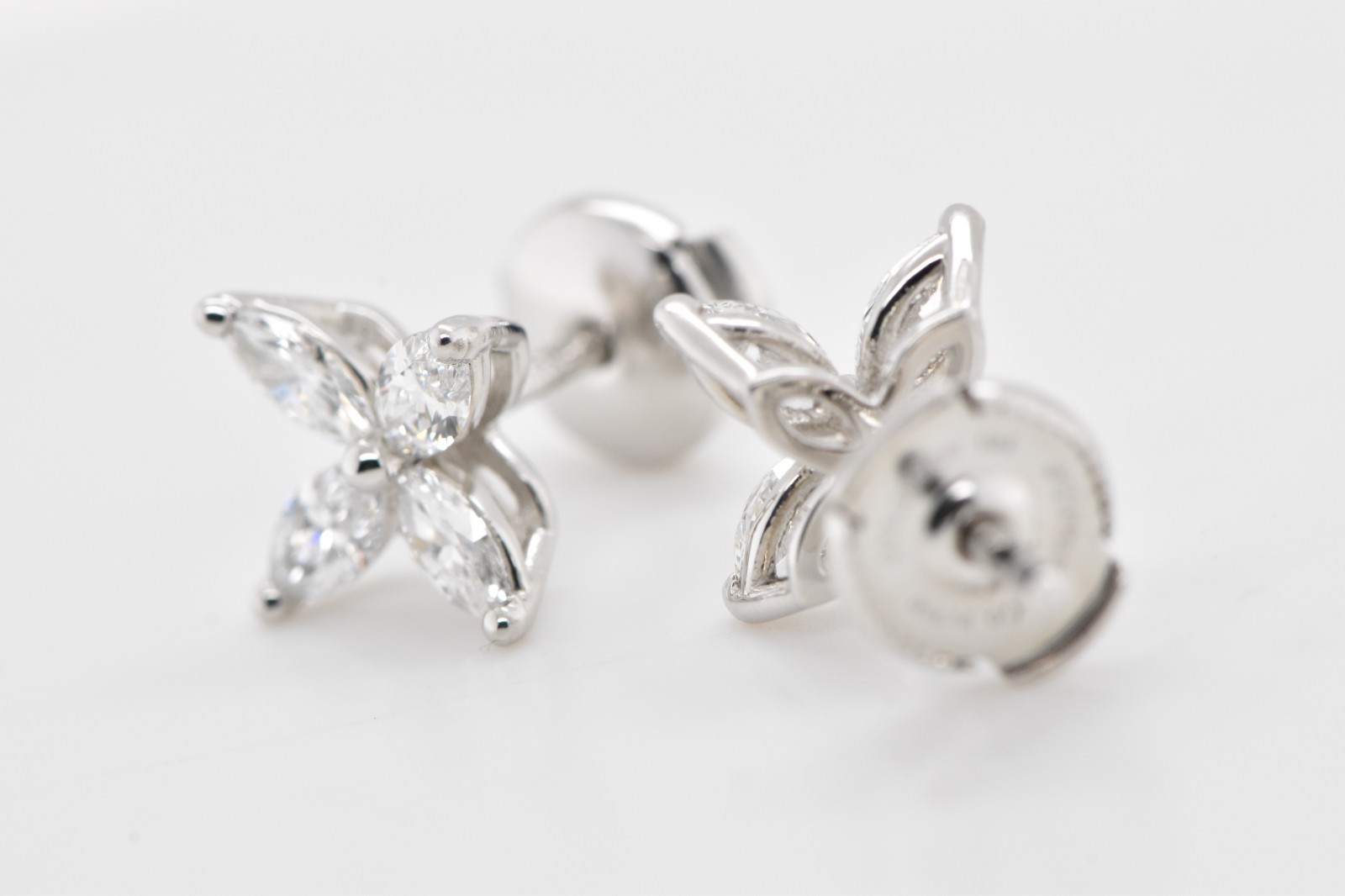 Tiffany & Co. Victoria Earrings Platinum with Marquise Diamonds .92 CTW Set