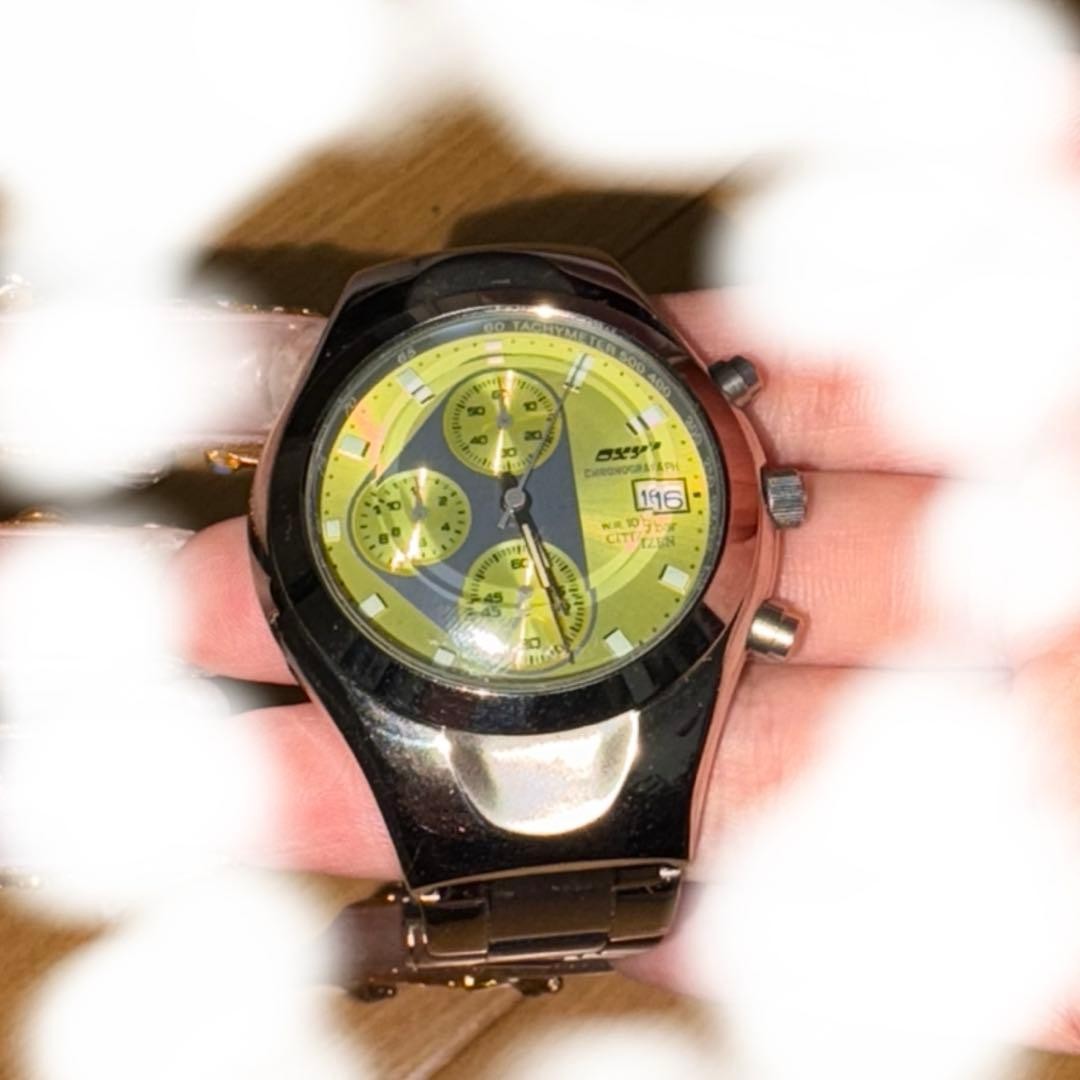 Rare QZ Citizen Yellow Dial Chrono Date New