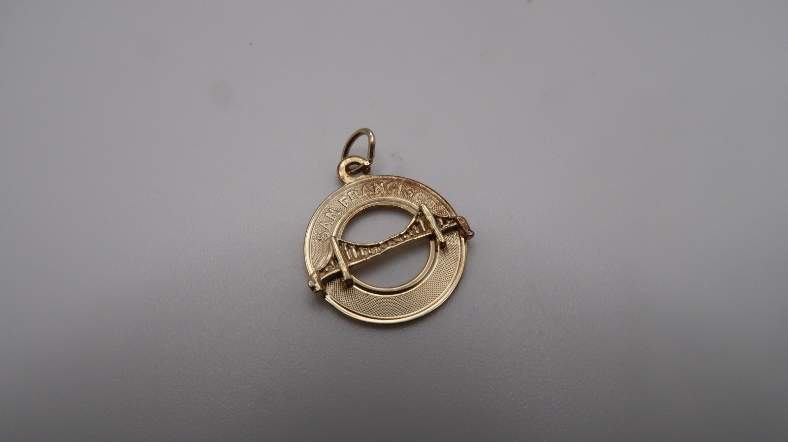 Vintage Gold Over Sterling Silver San Francisco Golden Gate Charm Pendant 1.7cm