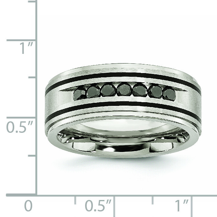 Chisel Stainless Steel Brushed and Polished Black IP-plated 1/2 Carat Black Diam