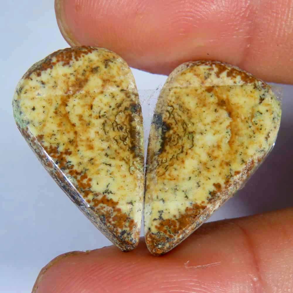 17.40Cts.100%Natural Designer Picture Jasper Pair Pear Cab 13x23x3mm Gemstone