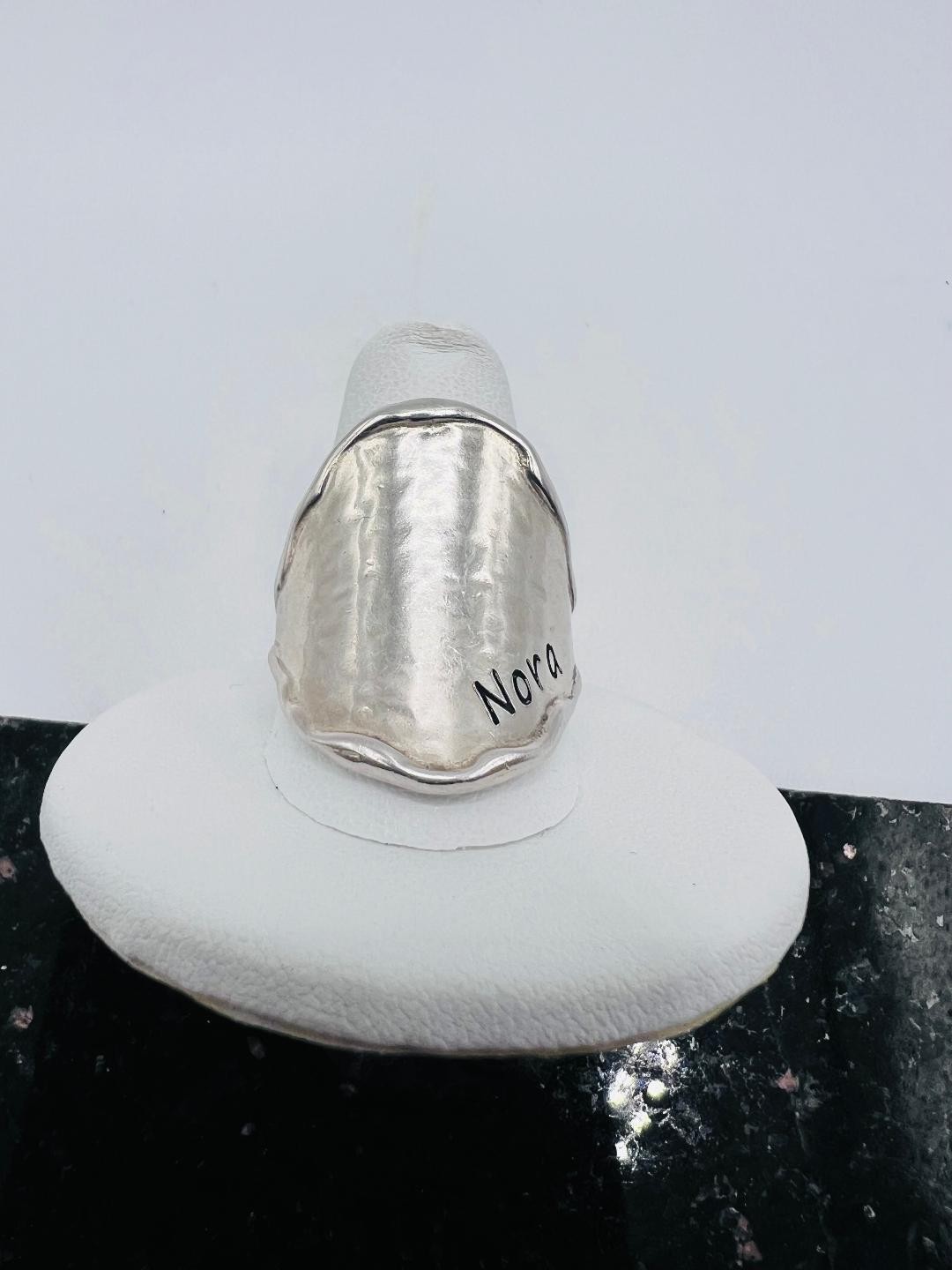925 Silver PZ PAZ Israel Nora Hammered Saddle Cigar Band Ring Size 9