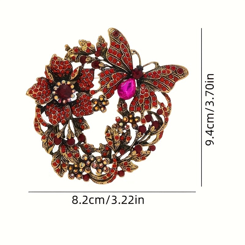 1pc Vintage Elegant Butterfly Wreath Brooch Pin Novelty Fashion Accessory