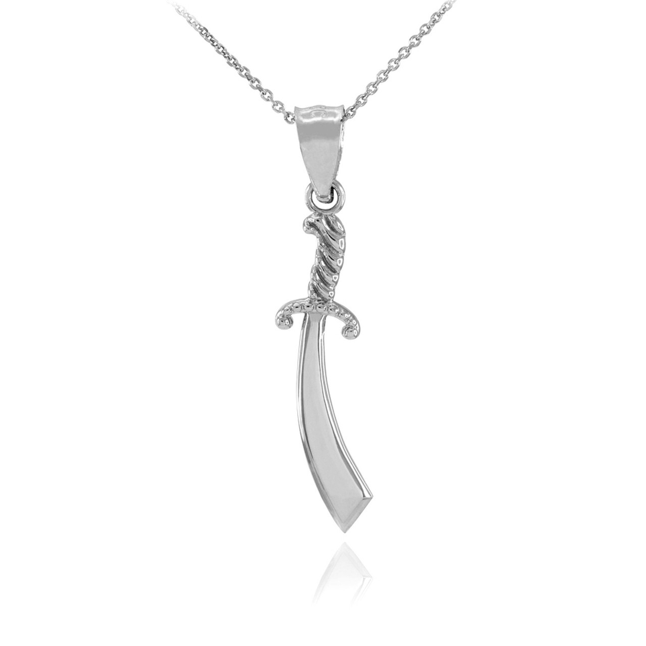 Fine Gold Scimitar Sword Pendant Necklace (Available in Yellow/Rose/White Gold)