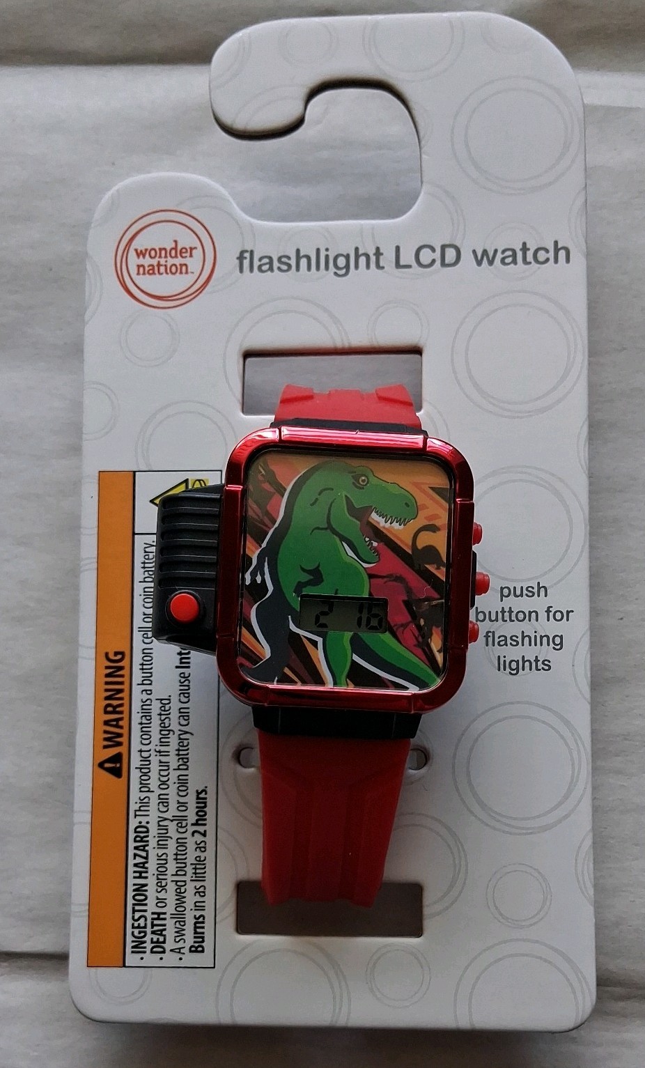Dinosaur Fashion Cartoon Flashing LCD Watch W/Flashlight Kids Boy Unisex new