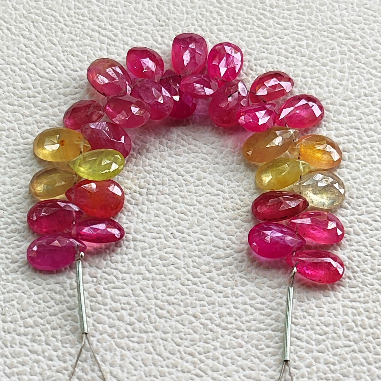 Sri Lanka Multi Sapphire 9×6-10x7mm Faceted Pear Shape Beads 4″ Strand Gemstone