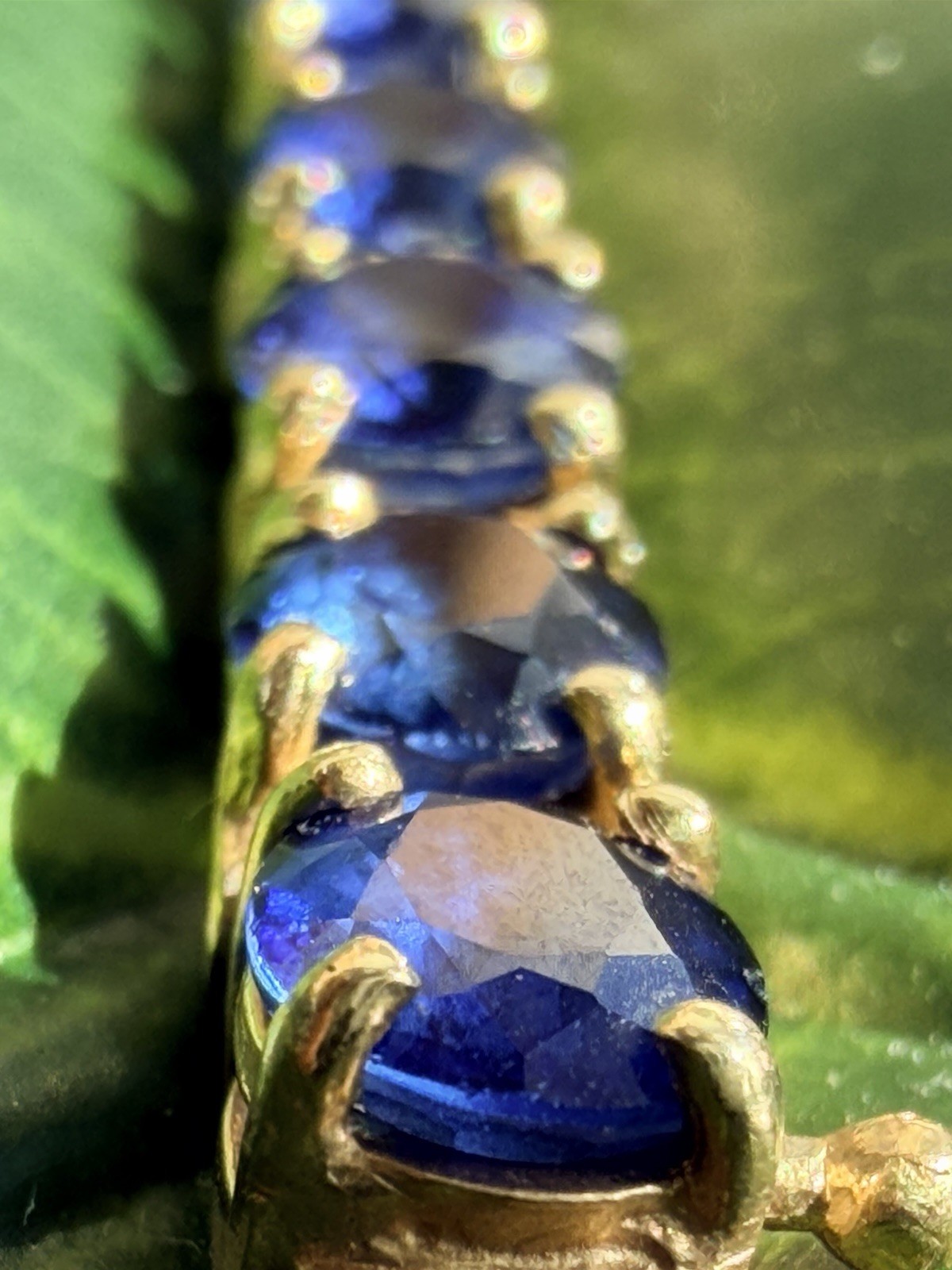 21.25ct Natural Blue Sapphire Tennis Bracelet 14K Yel Gold 25 Oval Stones 7.25”