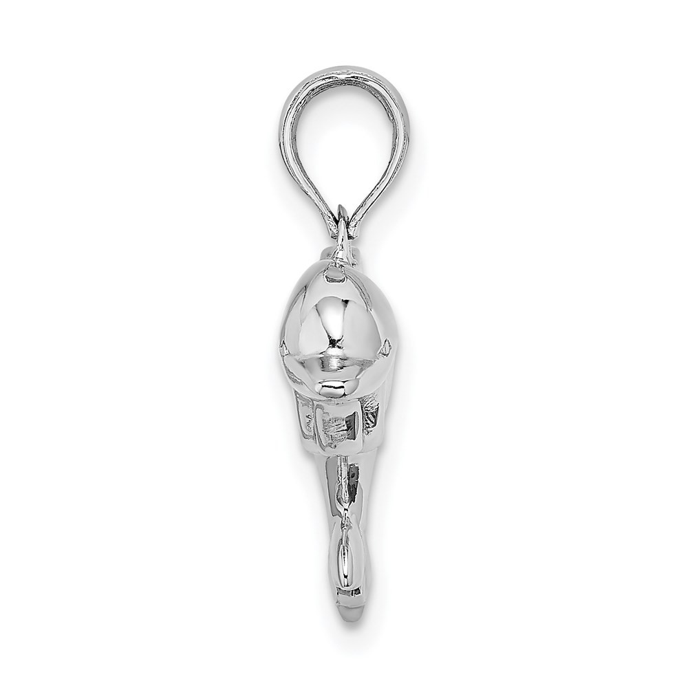 14k White Gold 3-D Puffed Dolphin Charm Pendant 1.95gm L-15.4mm W-24.85mm