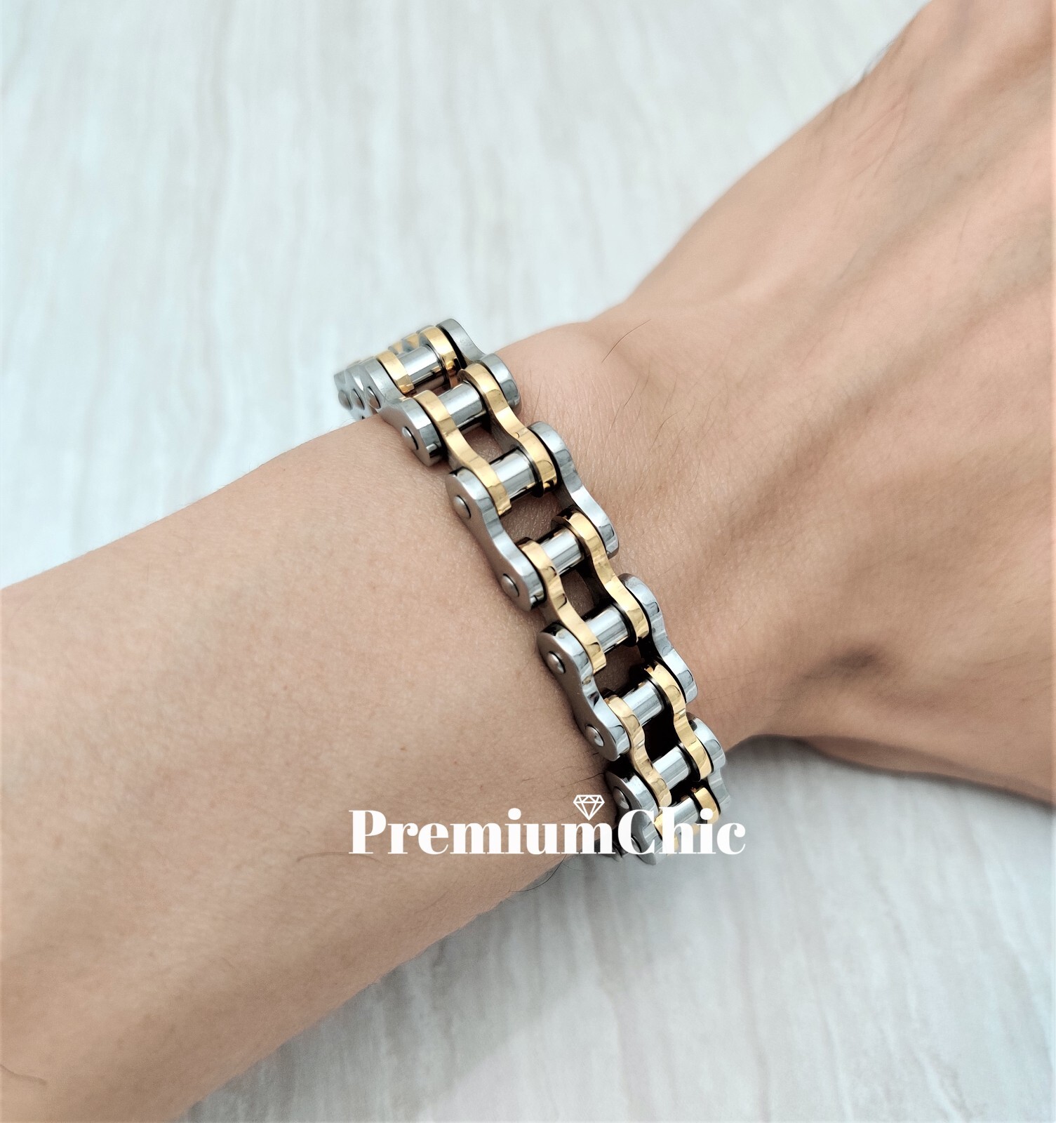 SOLID Stainless Steel Motorcycle Bike Chain Design Bracelet Men’s Jewelry 14MM