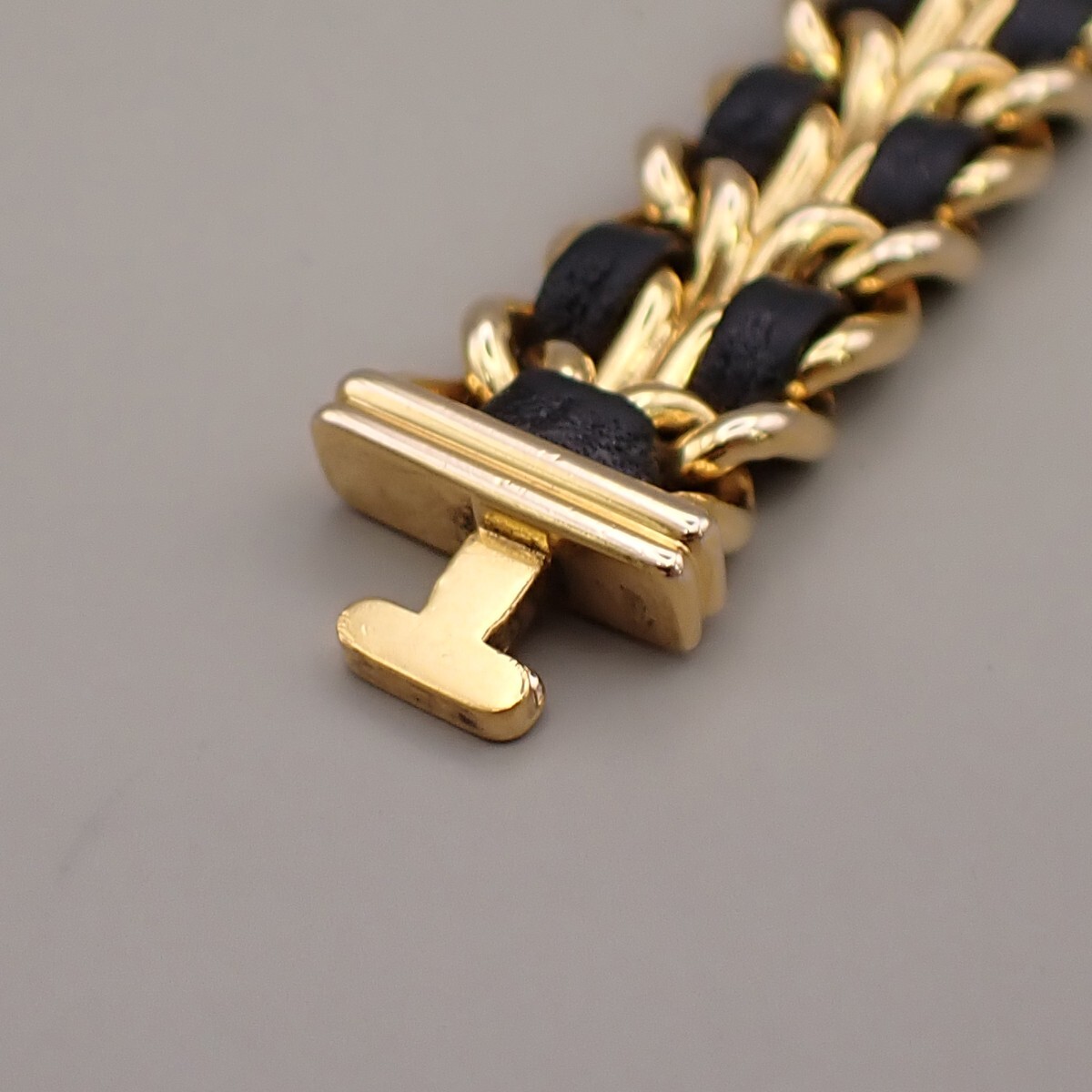 CHANEL Logo Premiere Watch H0001 # L Quartz Gold Plated Leather GHW 690RK949