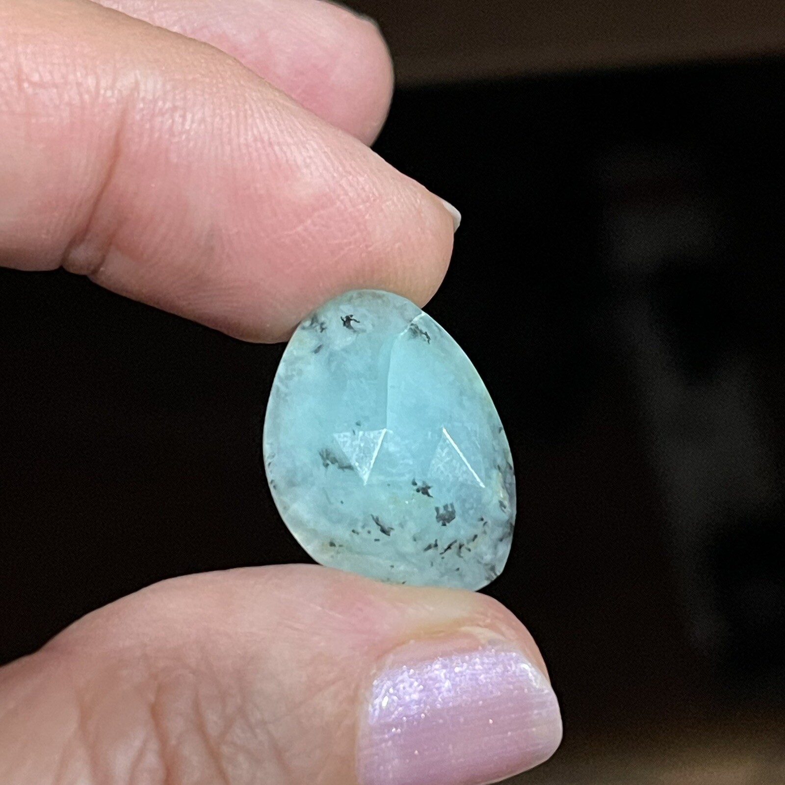 15.4ct 10-30mm 4pcs Lot Blue Peruvian Opal Cabochon Rose Cut Faceted Gems